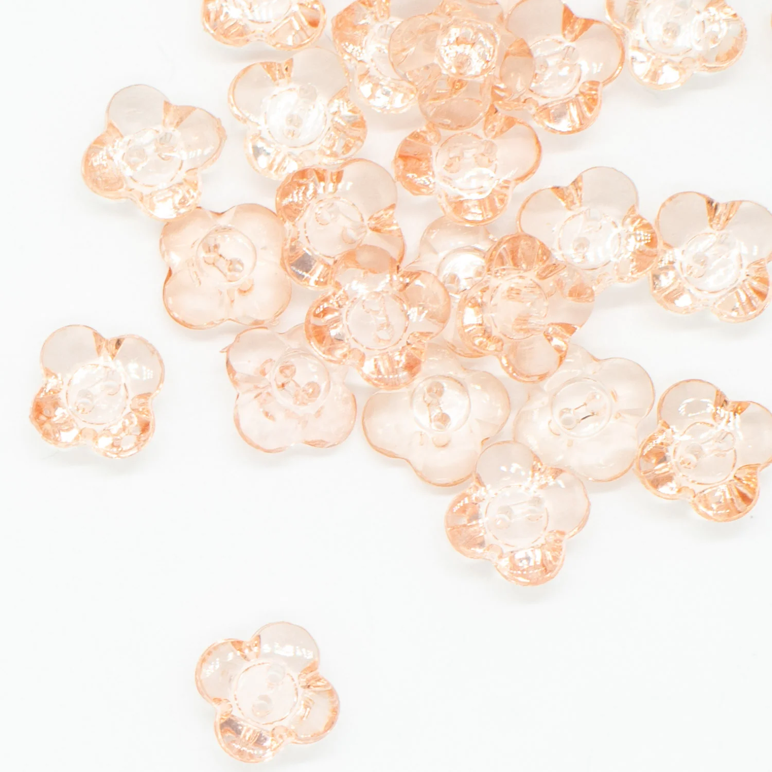 2 Hole Shiny Clear Flower Button 13mm - Image 7