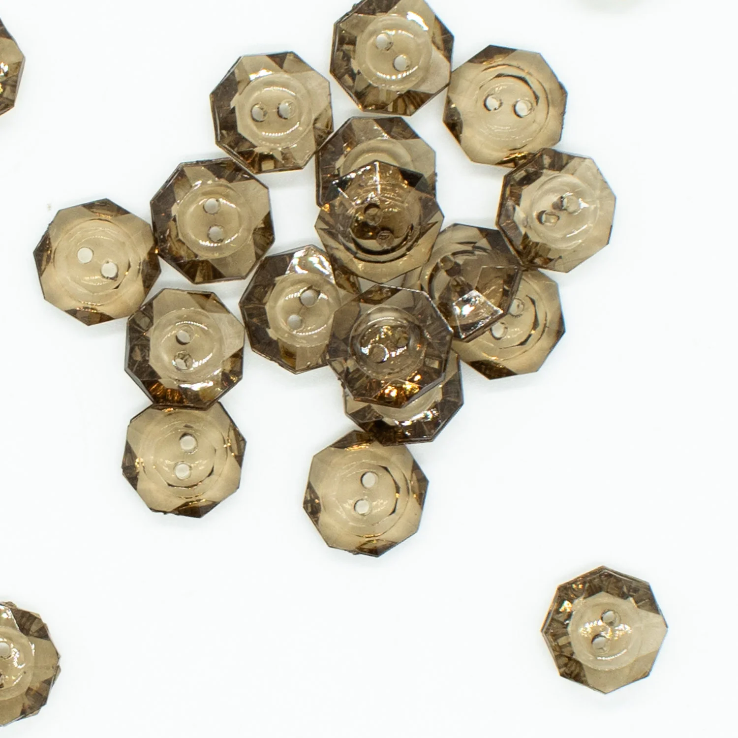 2 Hole Shiny Clear Octagon Button 13mm - Image 6