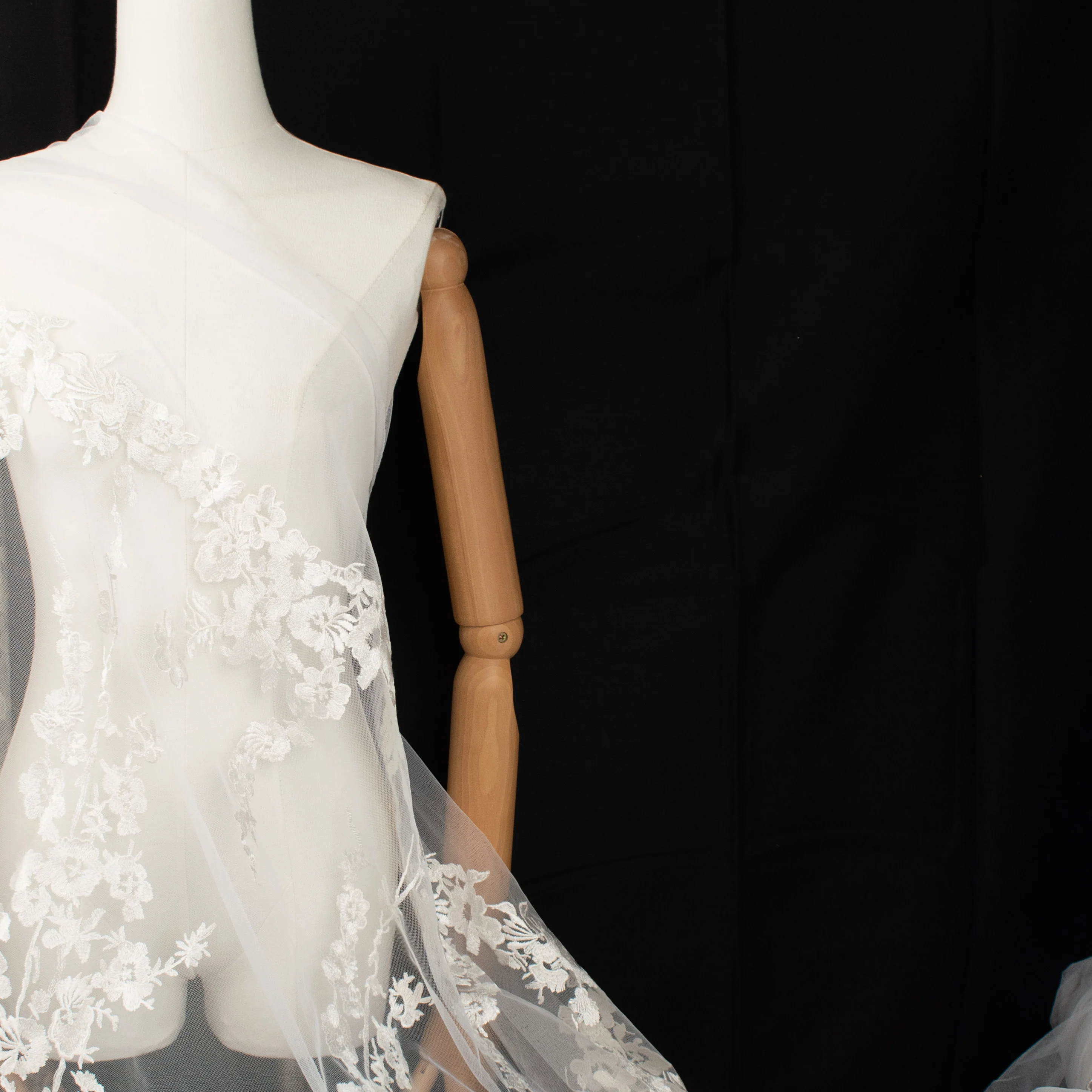 3D Flower Embroidered Lace Ivory Design-10 - Image 4