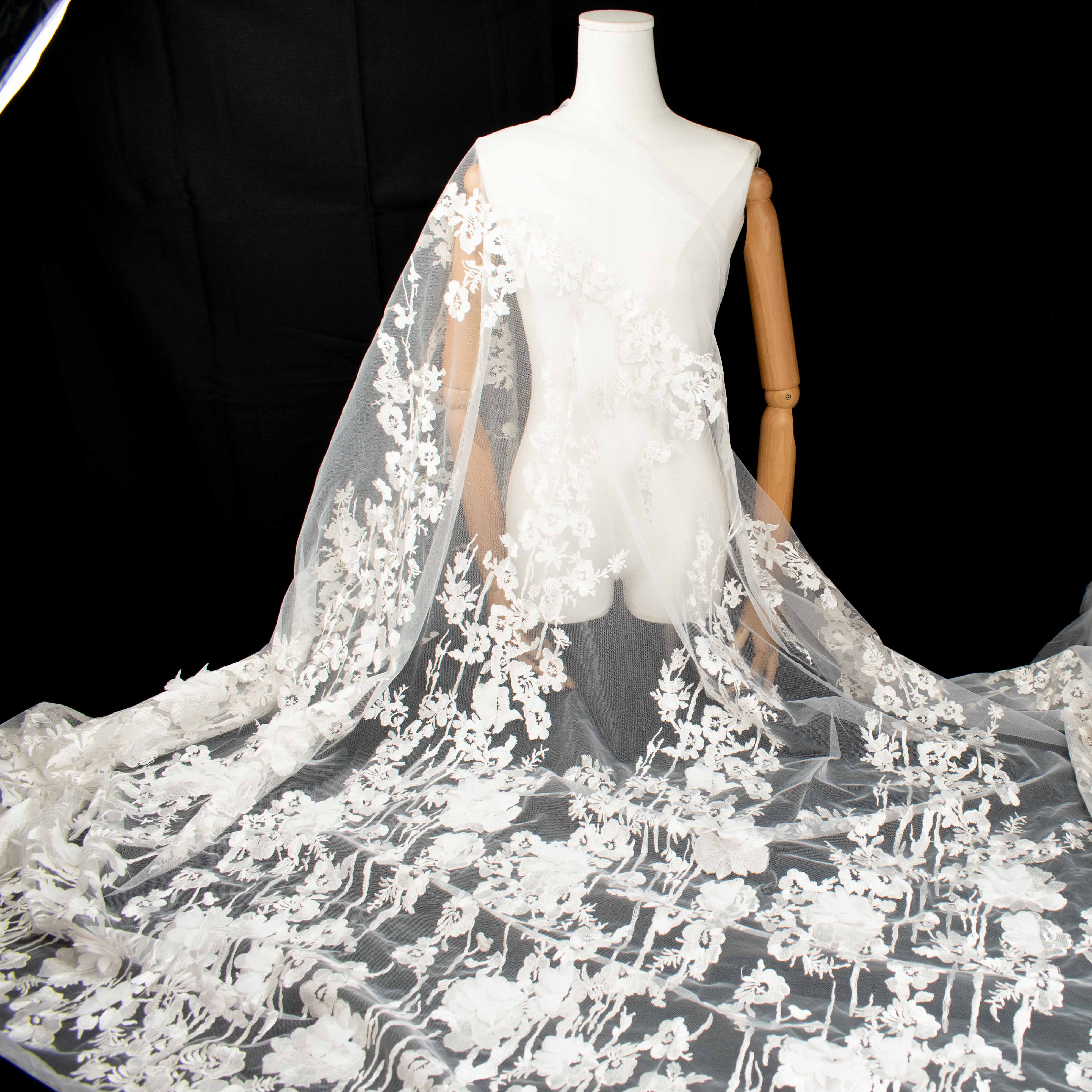 3D Flower Embroidered Lace Ivory Design-10 - Image 6