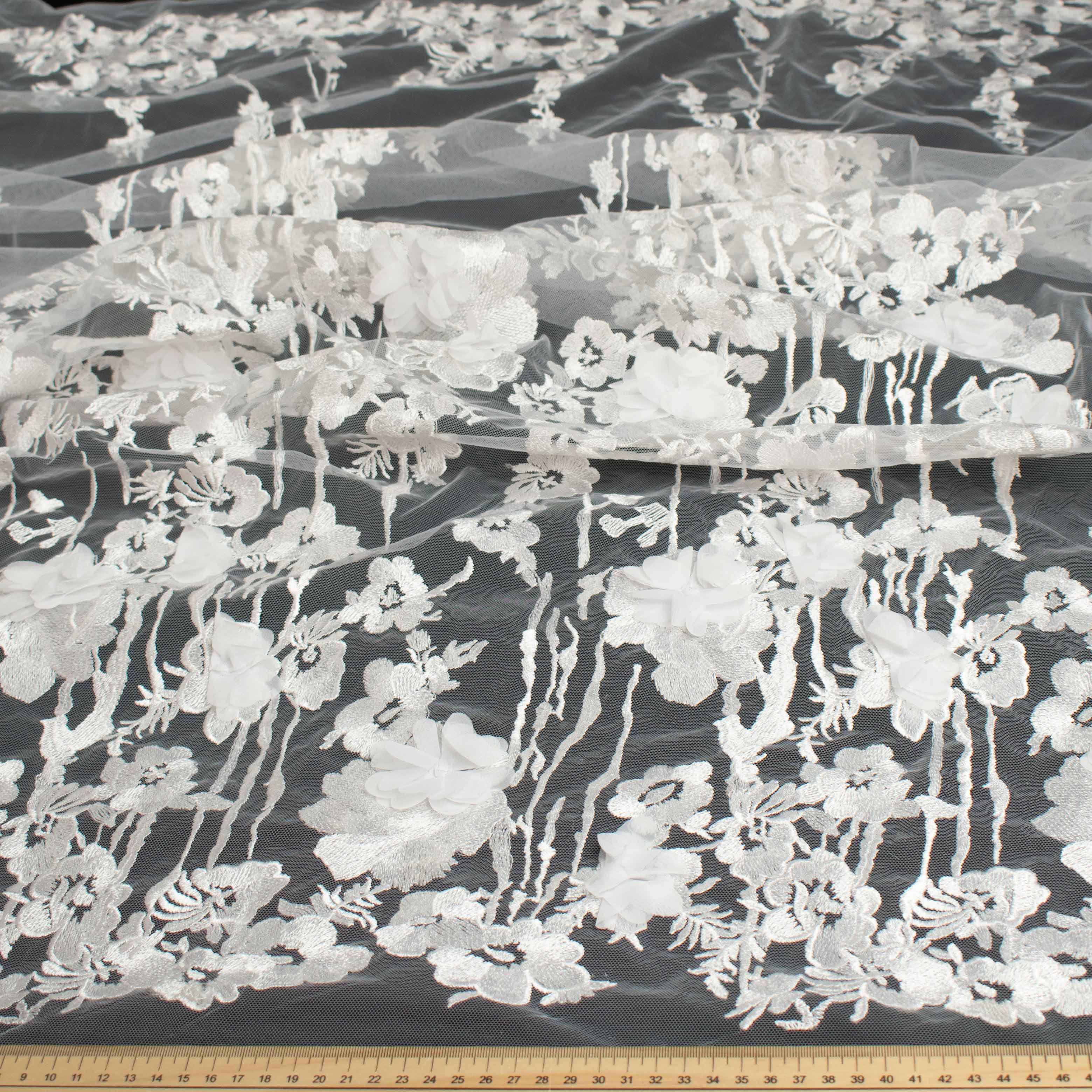 3D Flower Embroidered Lace White Design-9 - Image 3