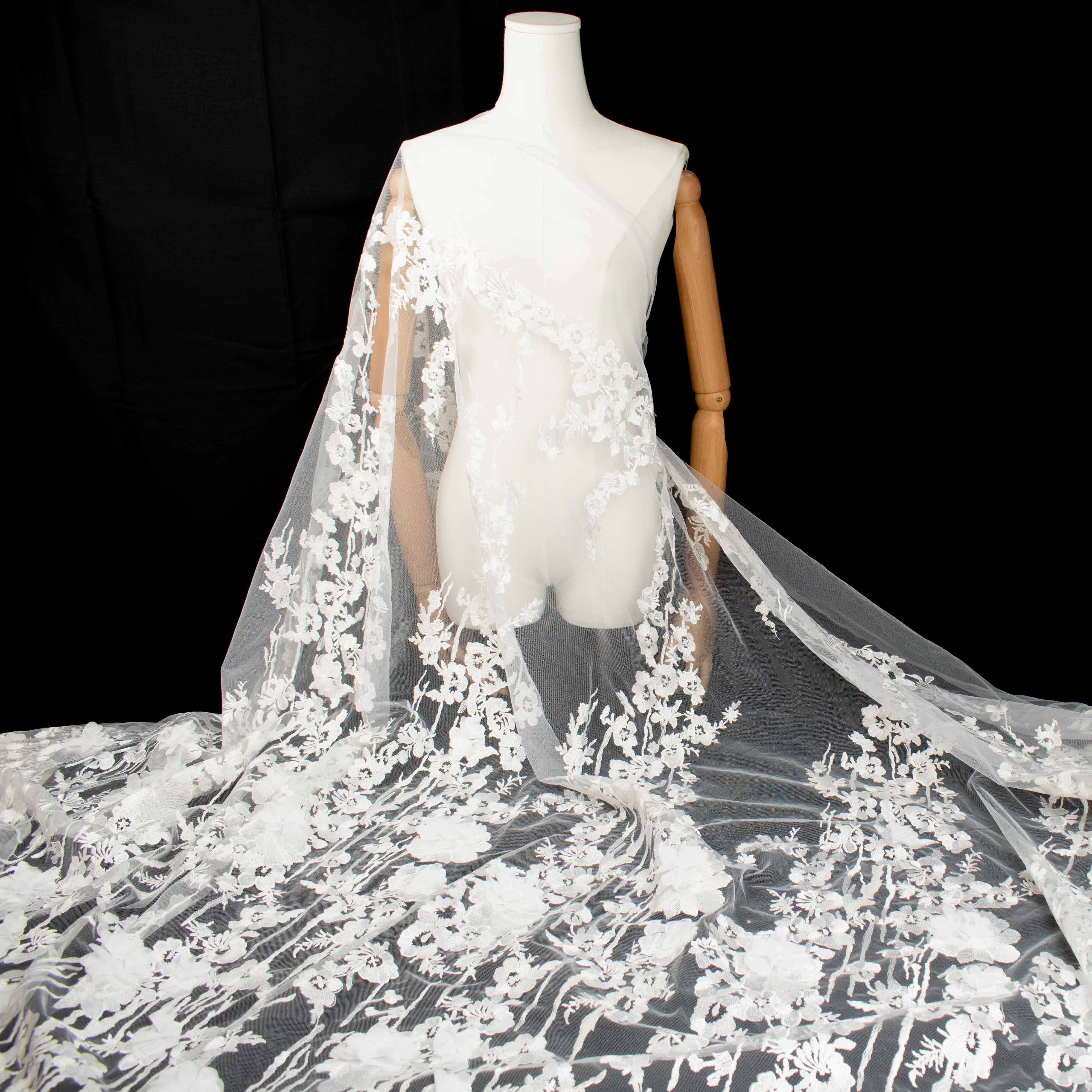 3D Flower Embroidered Lace White Design-9 - Image 4