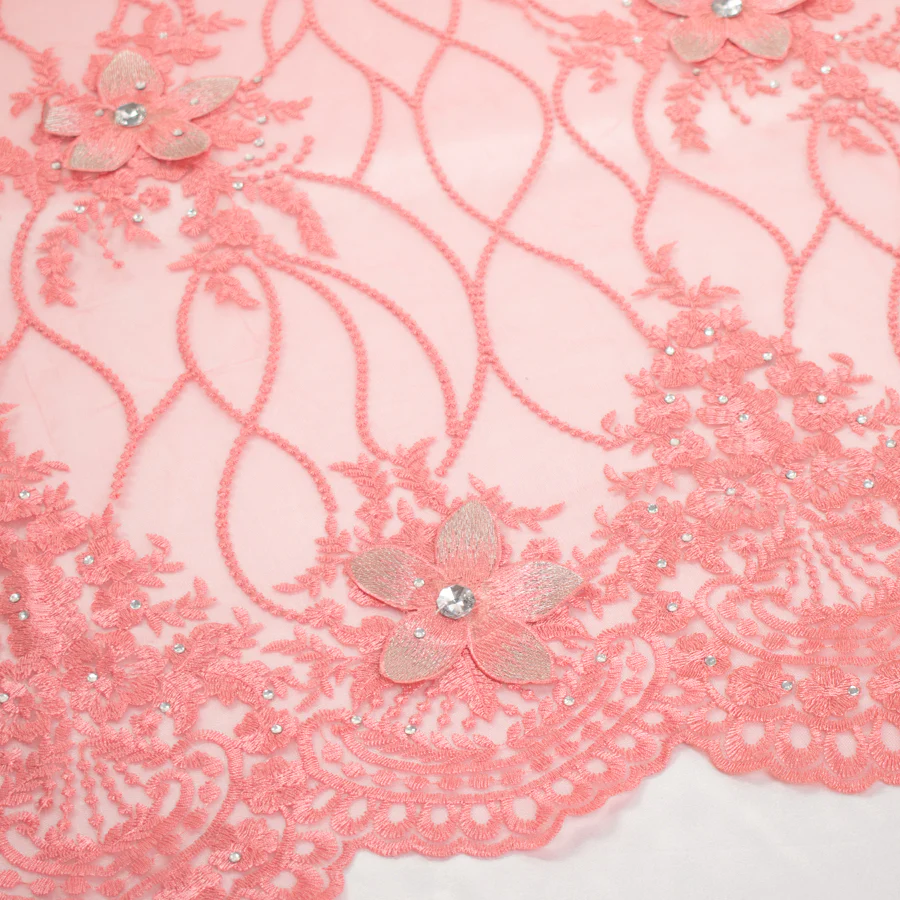 3D Flower with Gemstone Jewel Lace Design-4 Dusty Pink - Image 4