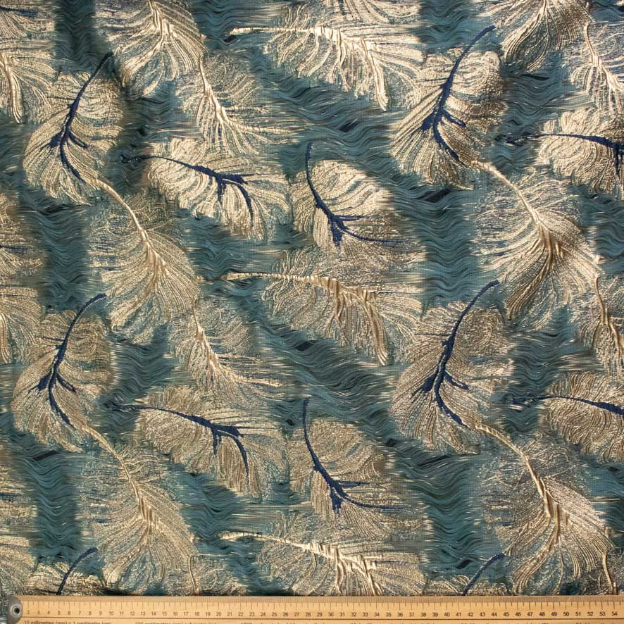 3D Textured Metallic Feather Jacquard Brocade 280cm - Image 15