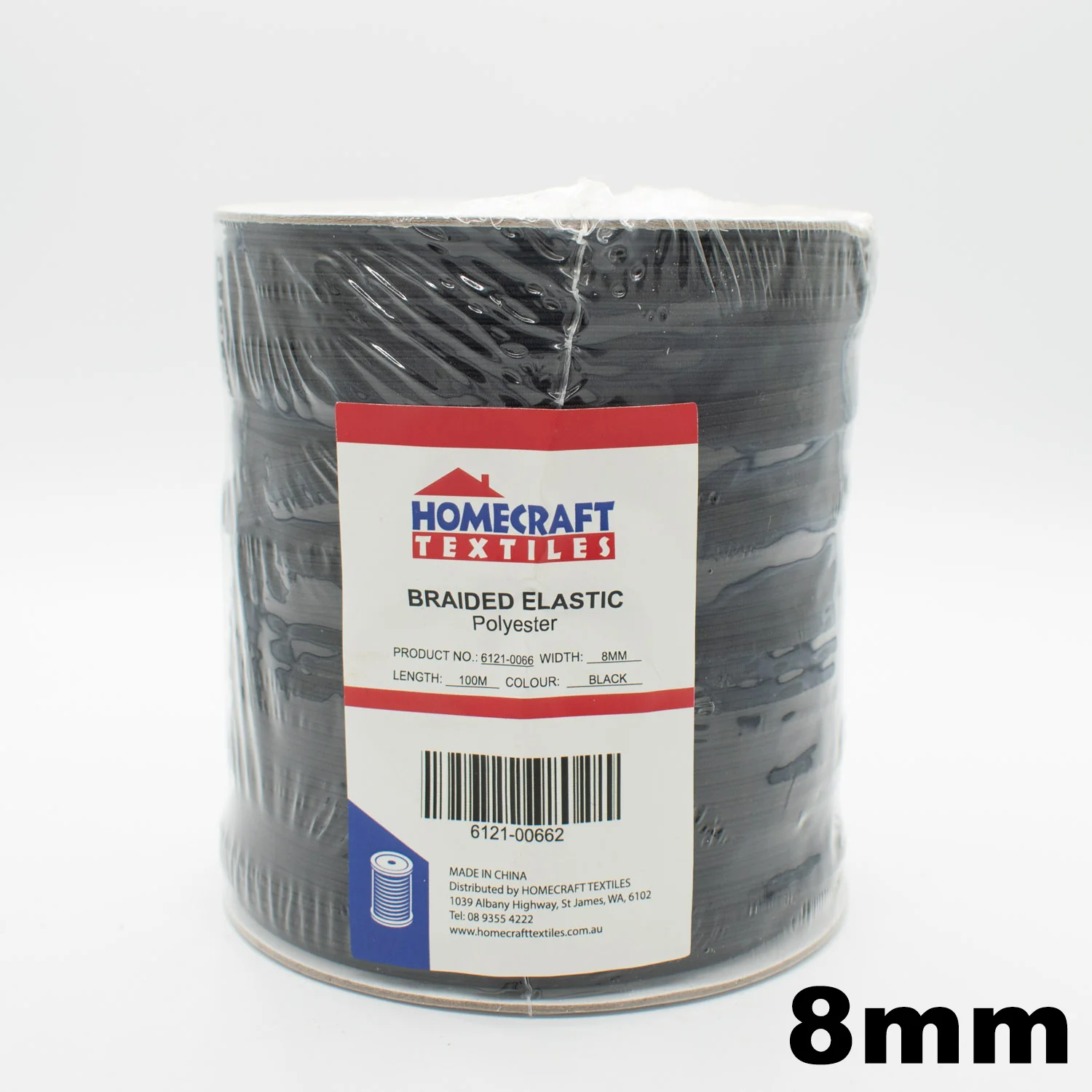 8mm Braided Elastic 100M Roll– Black and White - Image 2