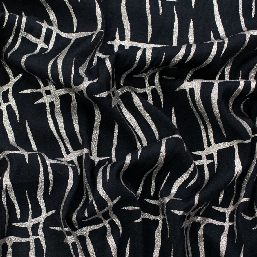 Abstract Lurex Crepe Silver Foil - Image 4