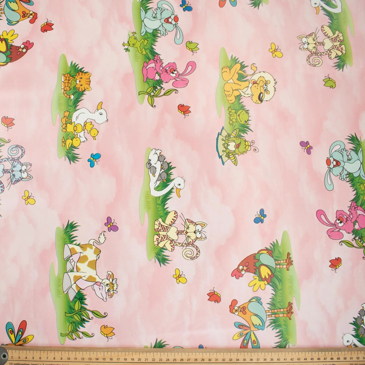 Animals on Pink Plastic Tablecloth Fabric - Image 2