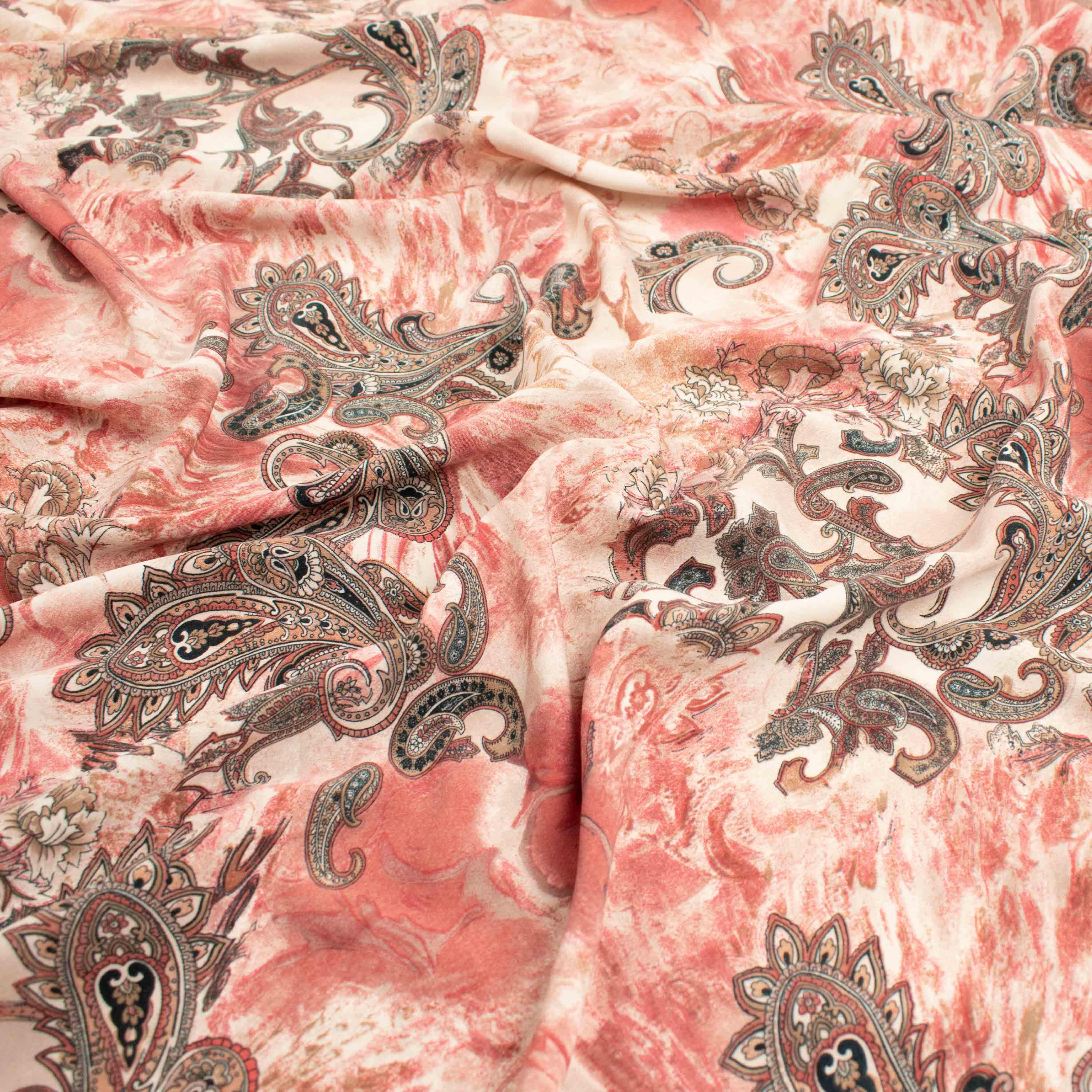 Ayla Printed Crepe Design-687 Paisley on Rosewater - Image 3