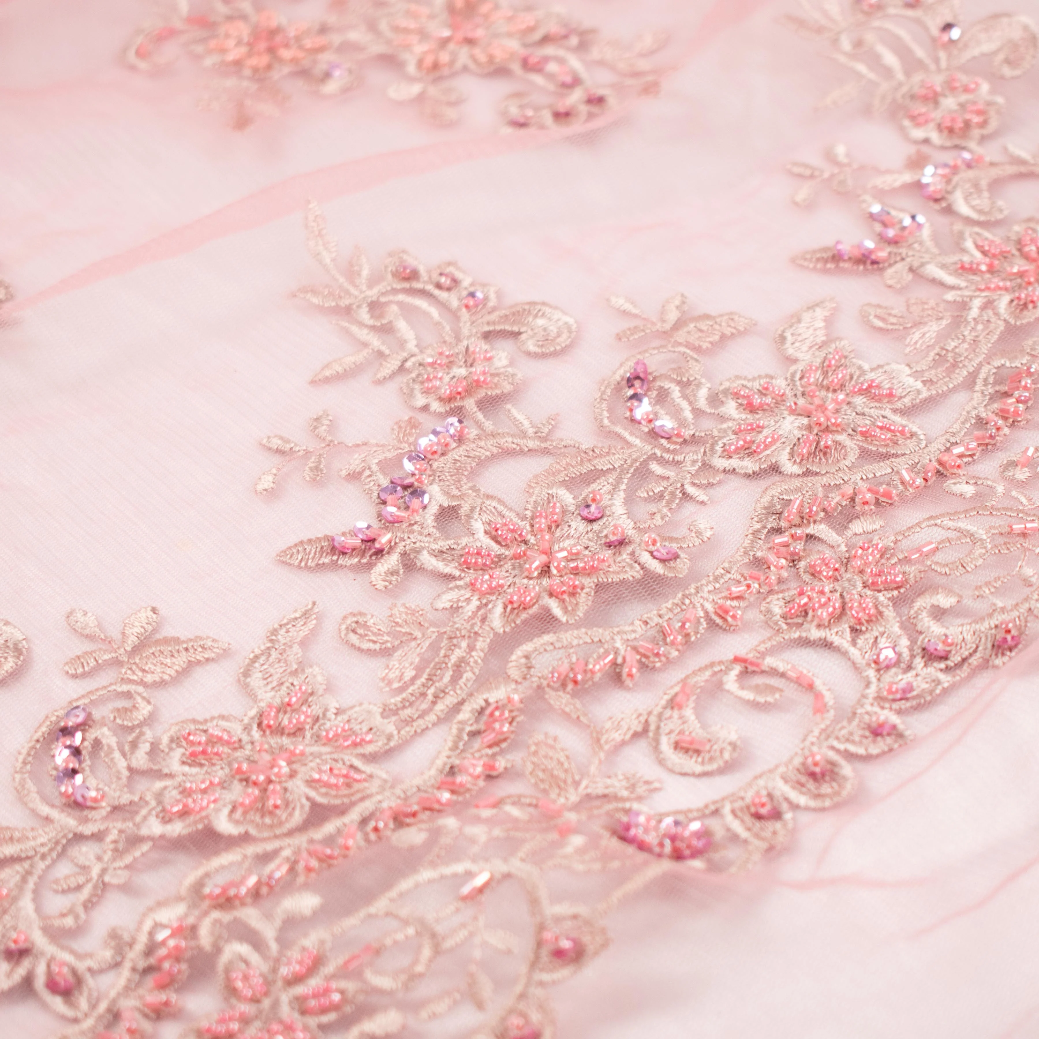 Beaded Sequin Embroidered Lace Dusty Pink - Image 4
