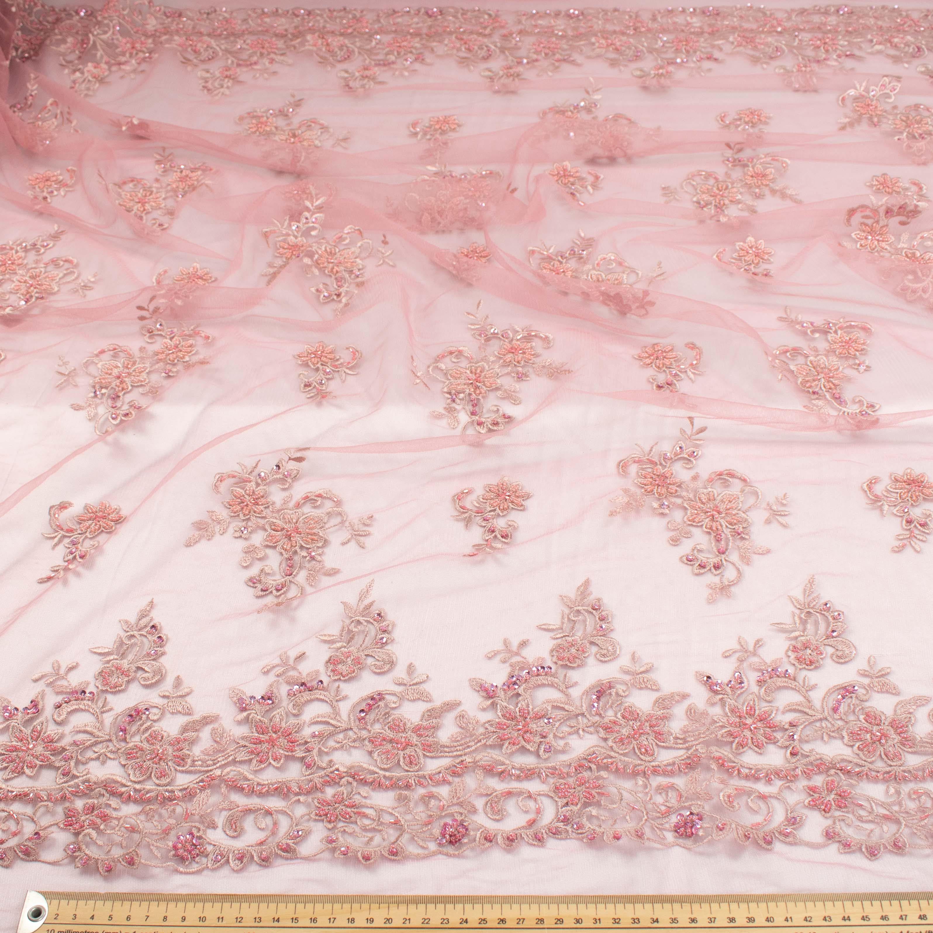 Beaded Sequin Embroidered Lace Dusty Pink - Image 6