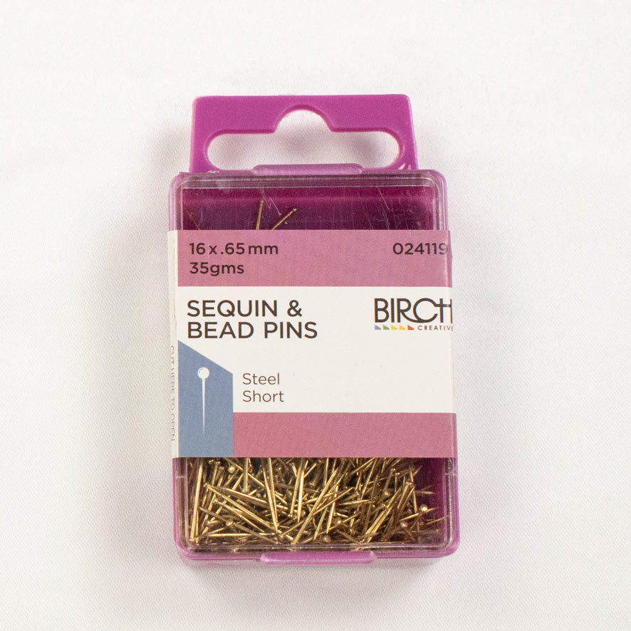 Birch Sequin & Bead Pins - Steel Short 35GMS - 16mm x 0.65mm - Image 2