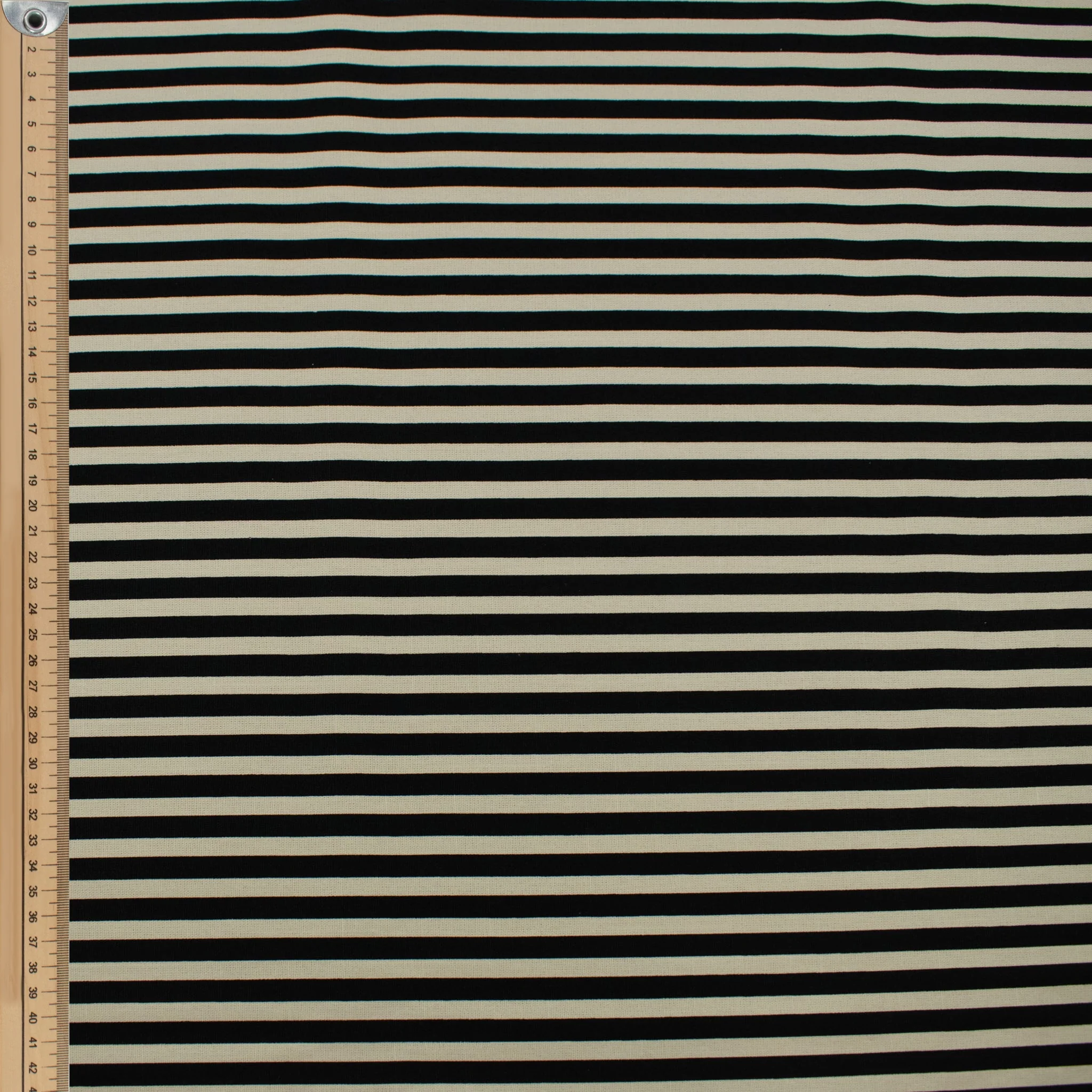 Black Natural Medium Stripe Cotton Canvas Print