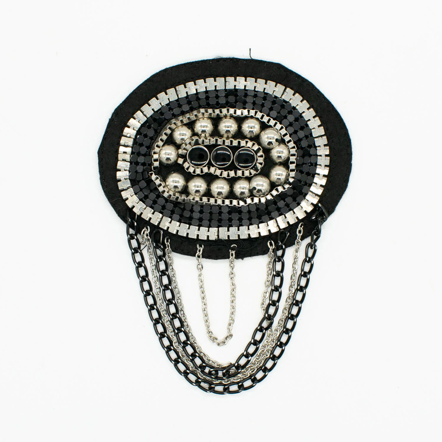Blazer Shoulder Epaulet Badge Silver Motif with Metal Tassels Design-7