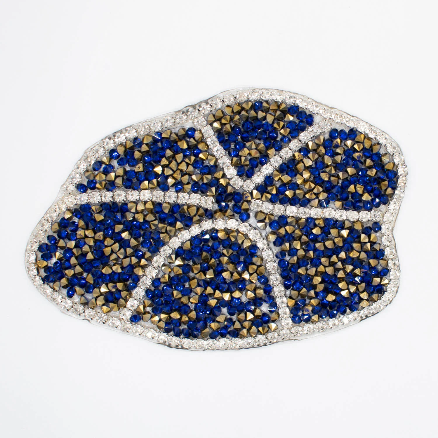 Royal & Gold Diamante Flower Iron-on Motif Design-MOT-AA07 SMALL 9CM x 6CM