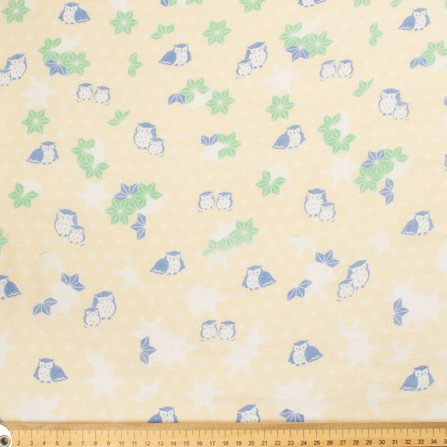 Border Printed Cotton Voile Design-18 Cats on Blue/Owls on Yellow/Green Florals - Image 3