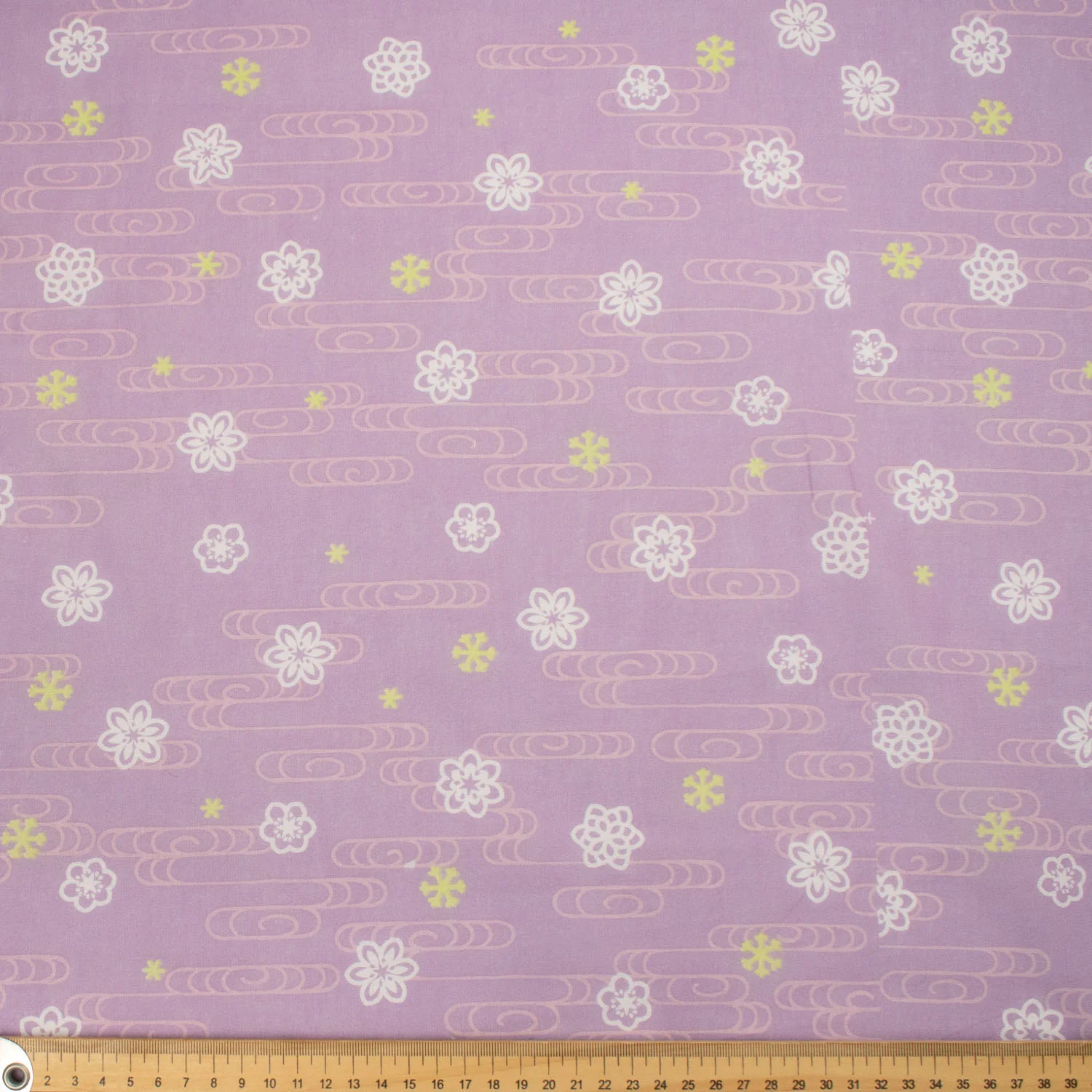 Border Printed Cotton Voile Design-21 White Florals on Lilac/Pink Flowers on Dark Purple - Image 3