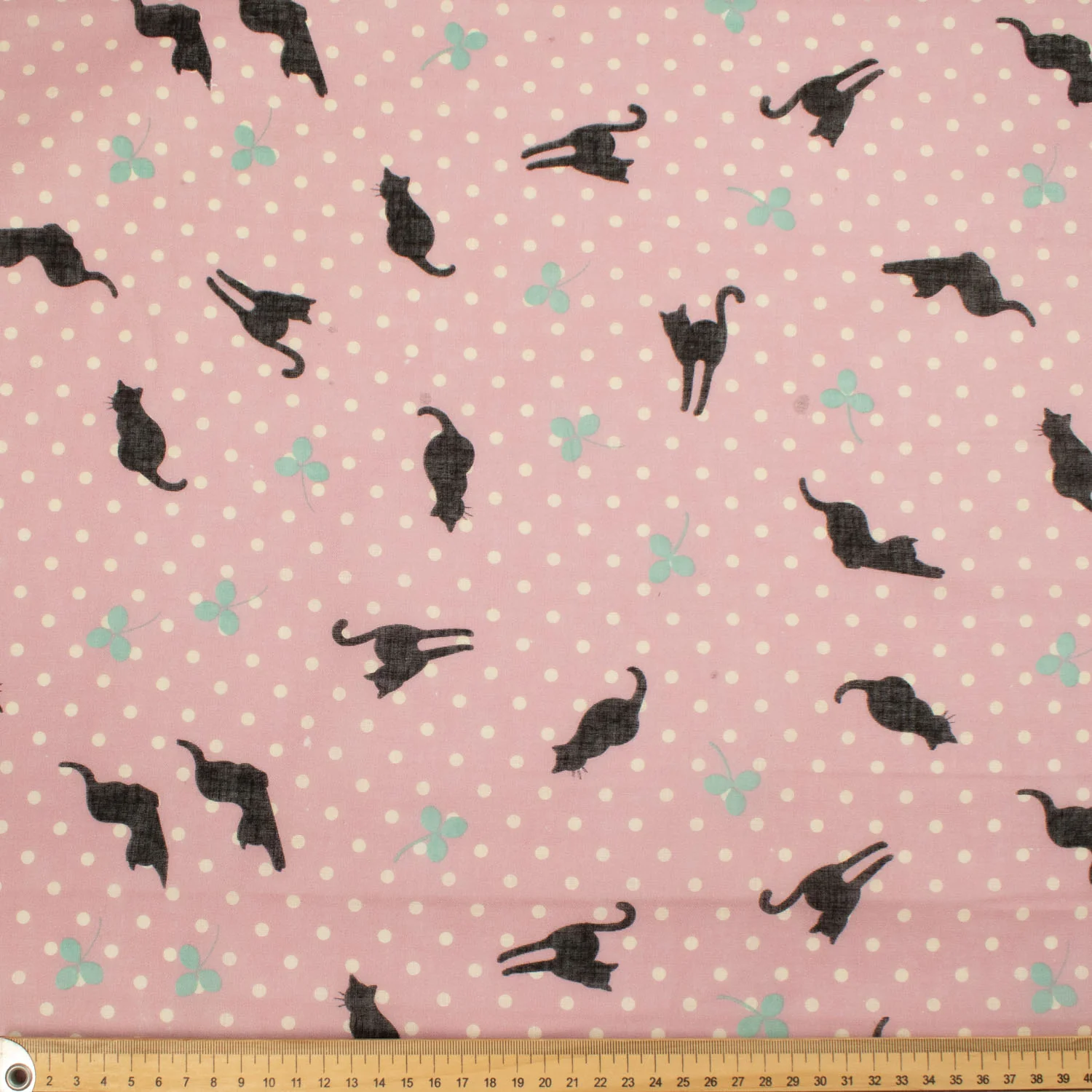 Border Printed Cotton Voile Design-31 Multi Colour Circle on Pale Yellow/Black Cats on Pink - Image 2