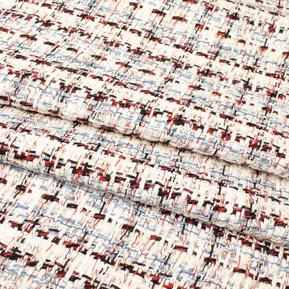 Boucle Tweed Suiting Design GZ-04 White/Blue - Image 2