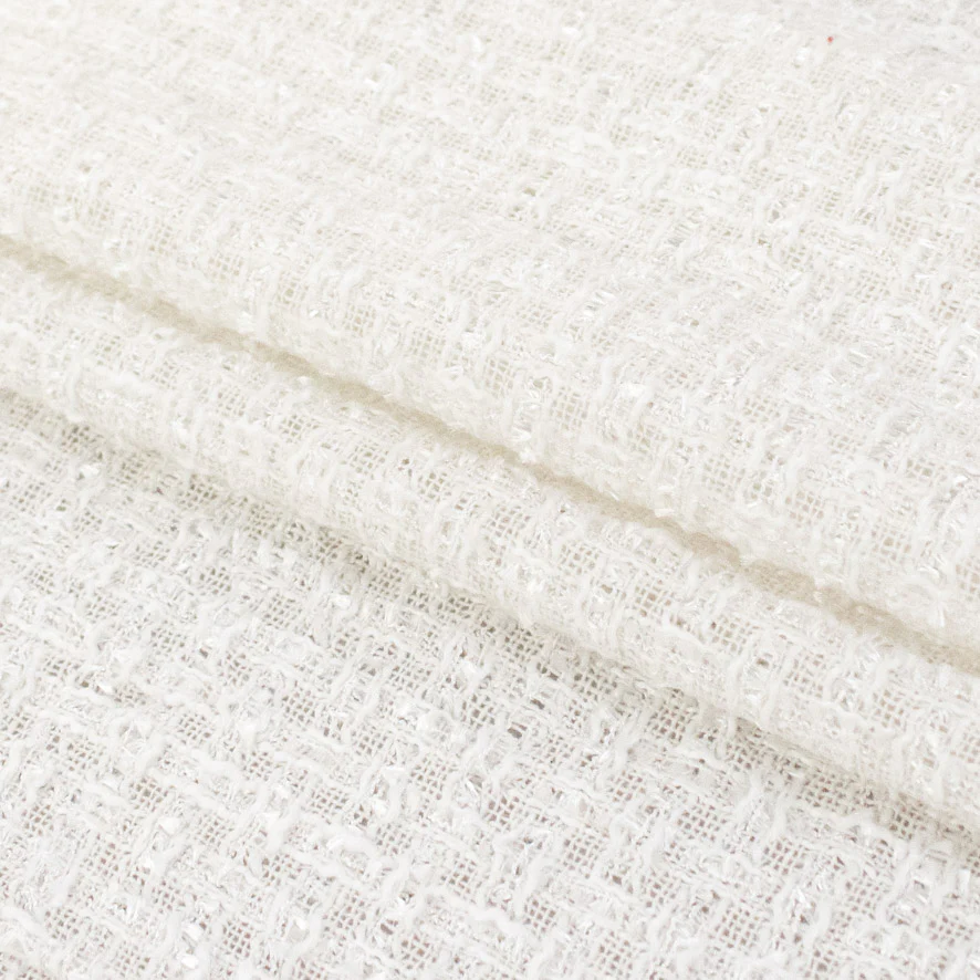 Boucle Tweed Suiting Design H180 Col-3 White - Image 3