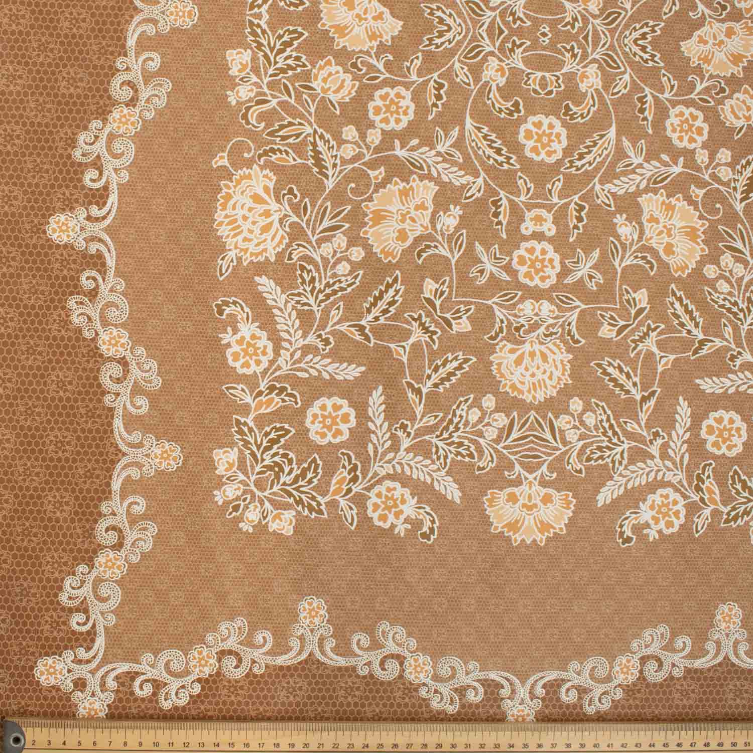 Brown Floral Vines Rectangle Plastic Tablecloth Fabric 150X120 cm Panel - Image 3