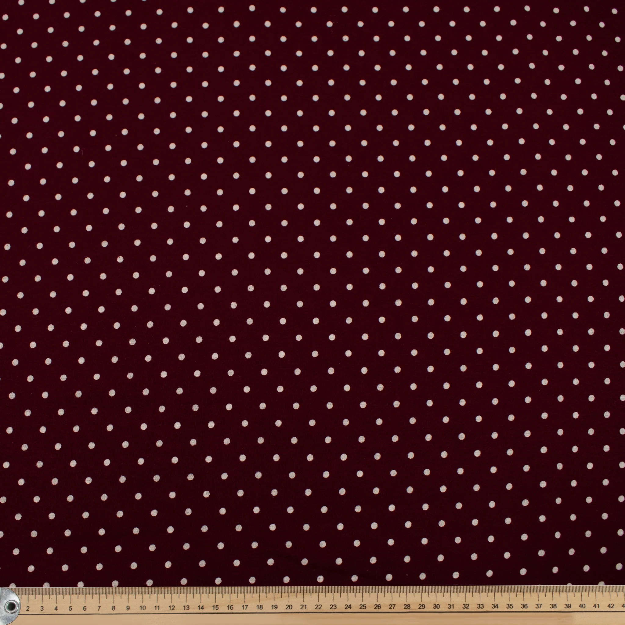 Burgundy Natural Medium Dots Cotton Canvas Print