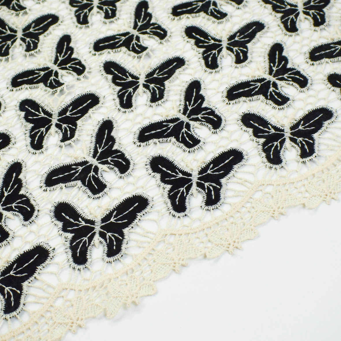 Butterfly Velvet Applique Embroidered Guipure Lace - Image 2