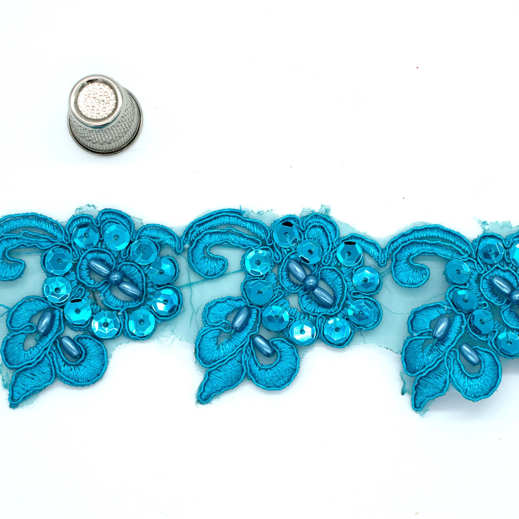Pearl Sequin Floral Lace Trim - Image 6