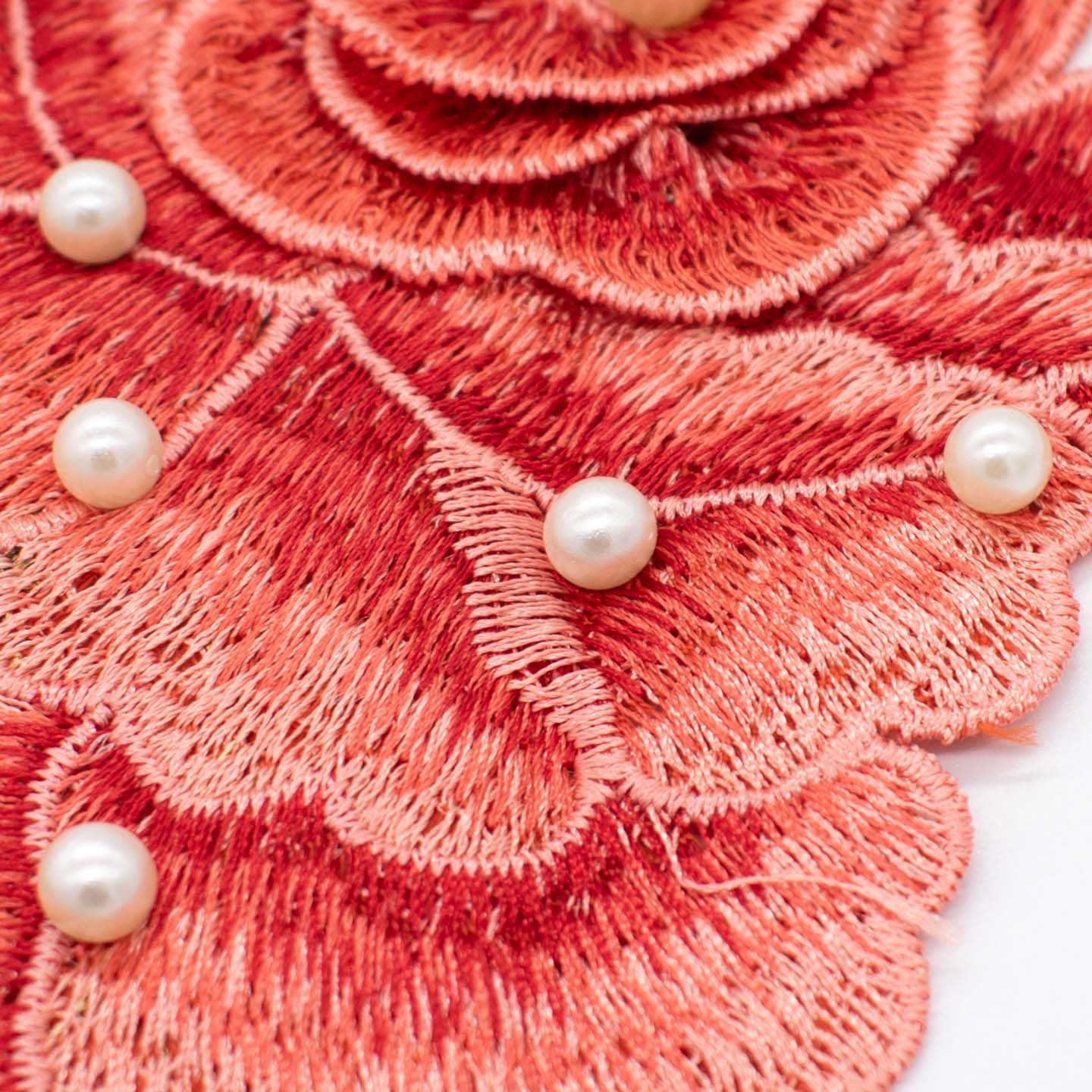 Coral Flower & Pearl Embroidered Applique Motif Design-I-44 - Image 4