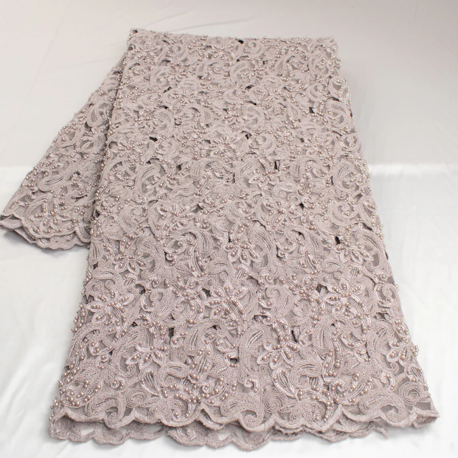 Corded Cutwork Beaded Lace Oyster Pearl - Image 2