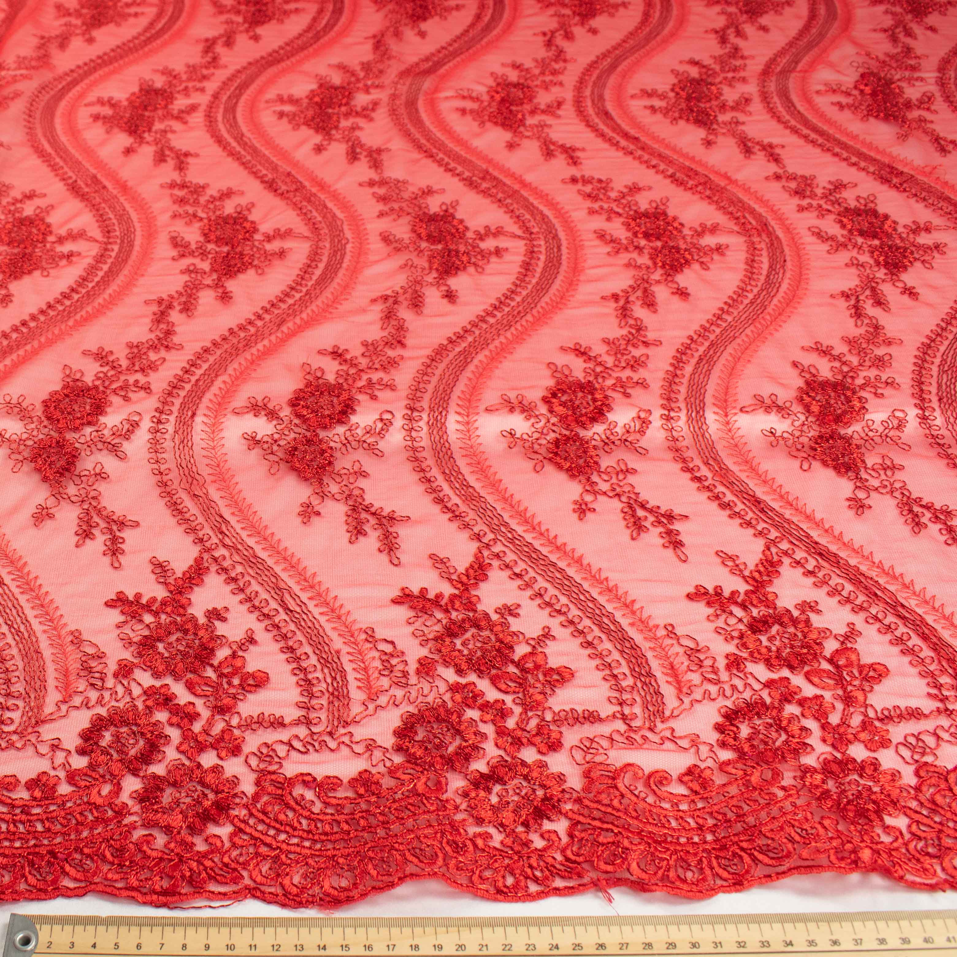 Corded Metallic Lace Red - Image 5