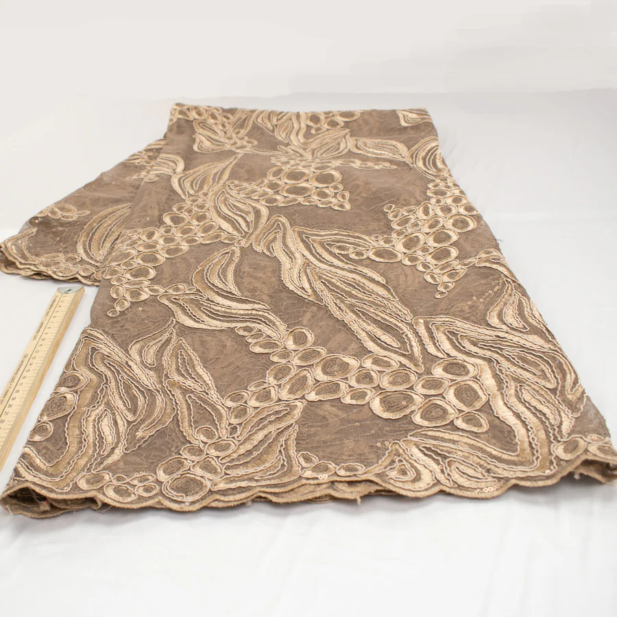 Corded Sequin Chantilly Lace Latte