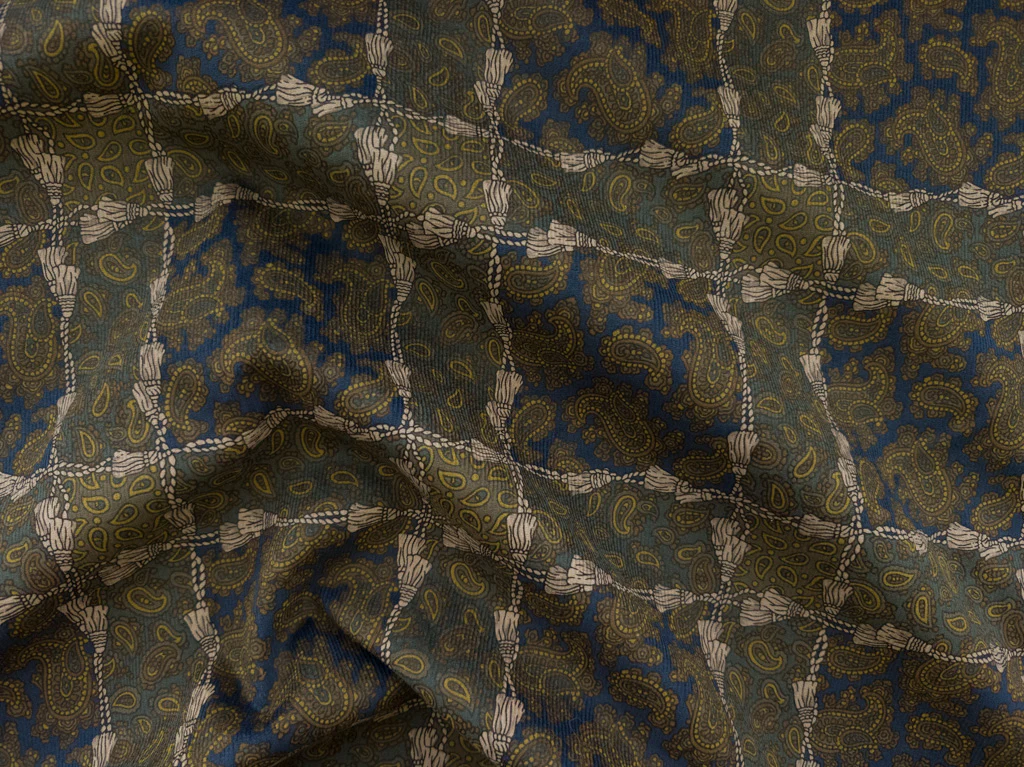 Hokkoh® Japanese Regal Paisley Printed Fine Pinwale Corduroy - Image 10