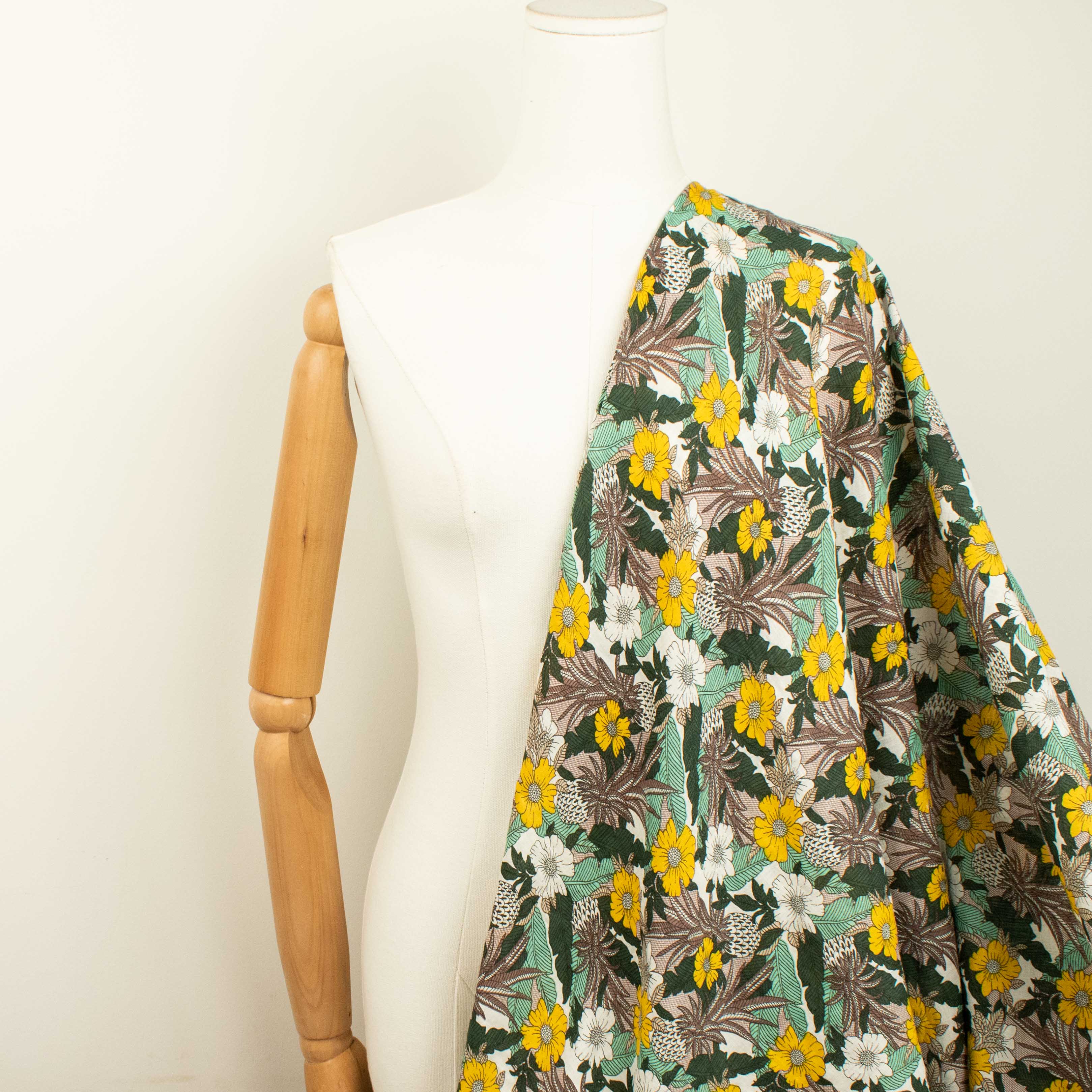 Crinkle Cotton Prints Design-15 Yellow & White Flowers - Image 5