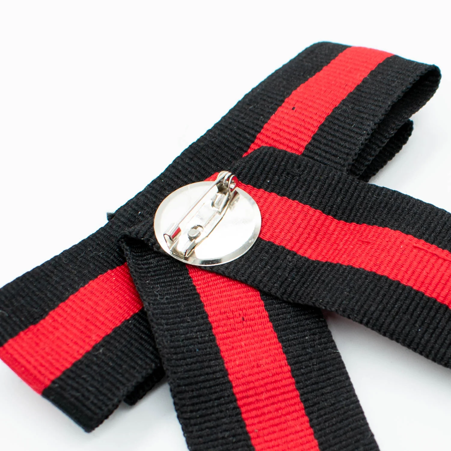 Pearl Diamante Dainty Bow Tie Brooch Red & Black - Image 4