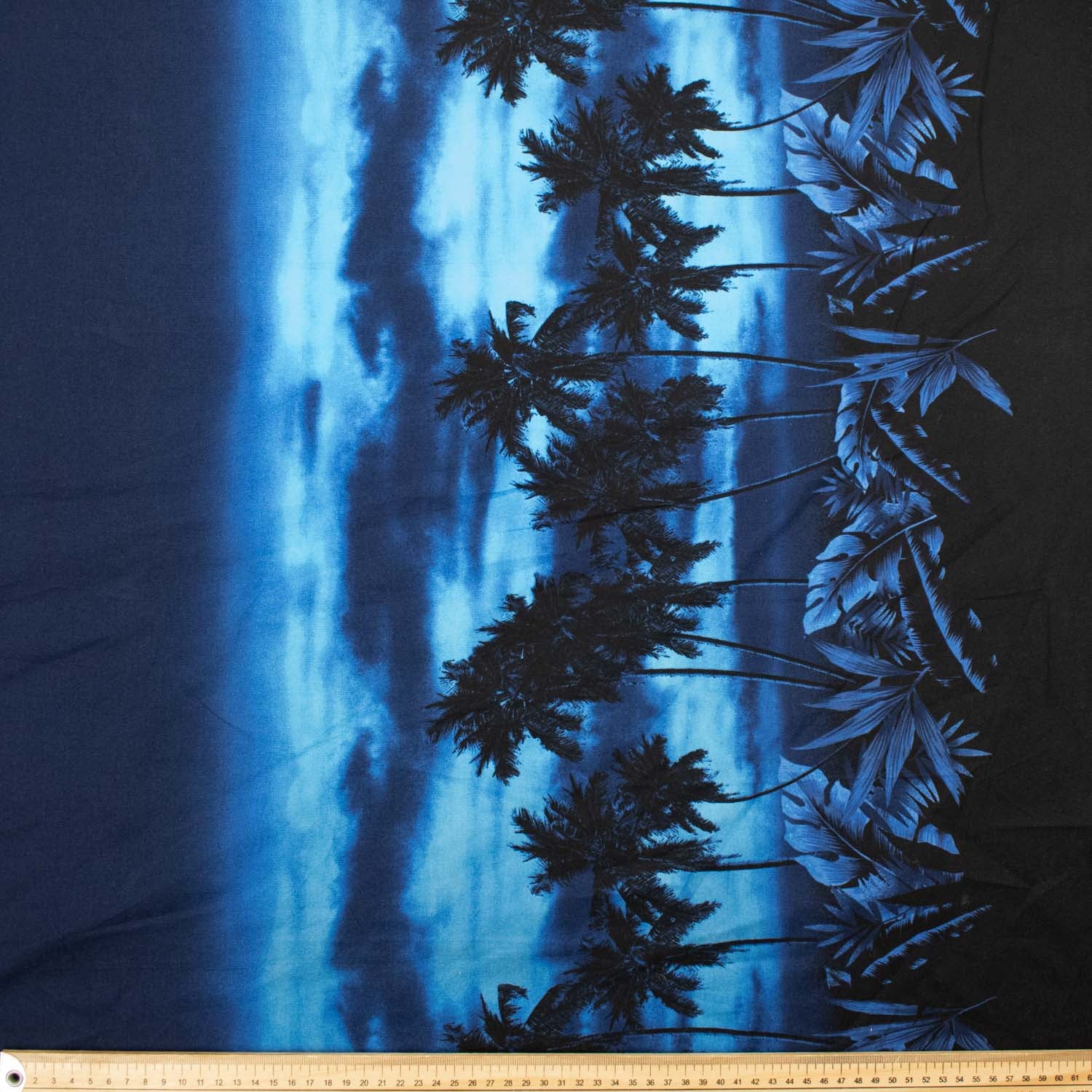 Cotton Prints Design-9 Dark Navy & Black Coconut Trees - Image 3