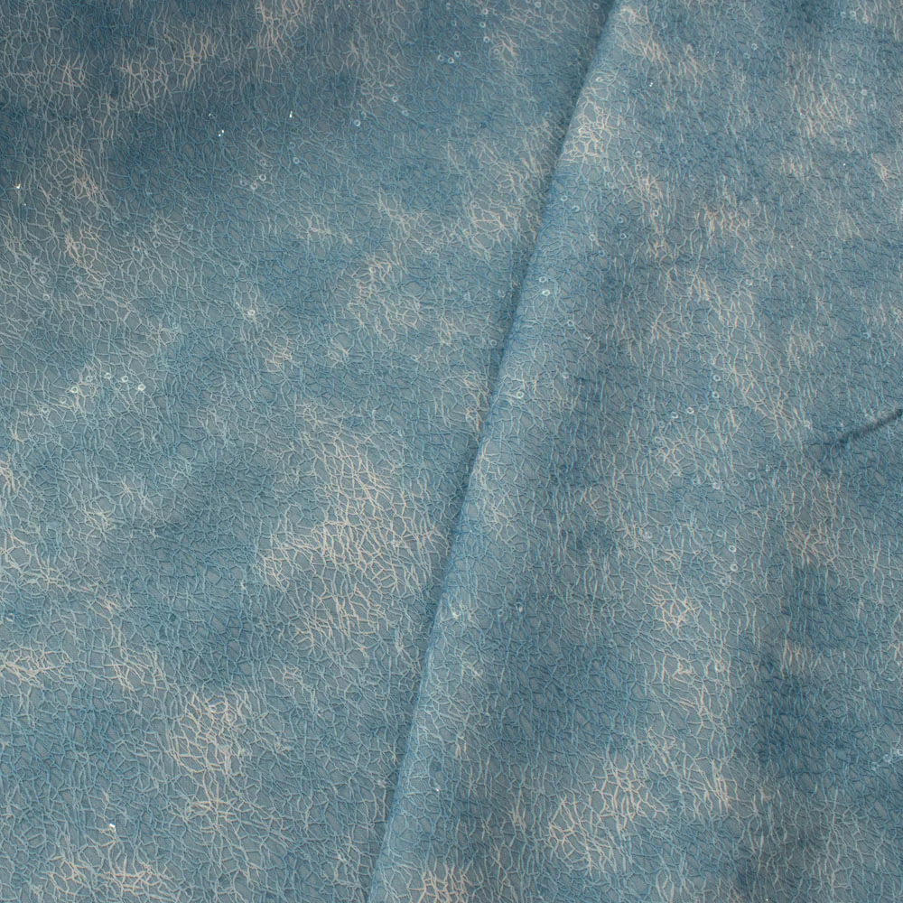 Denim with Sequin Spider Mesh Overlay - Image 4