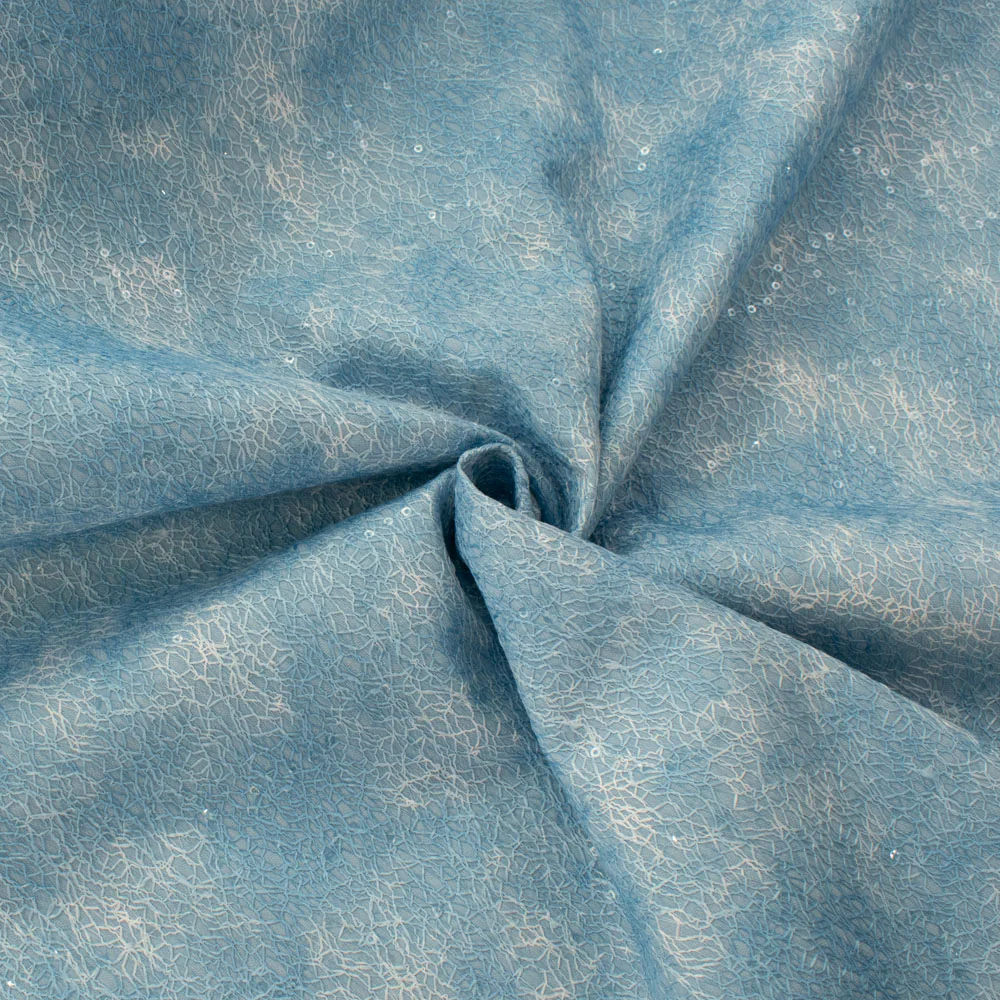 Denim with Sequin Spider Mesh Overlay - Image 5