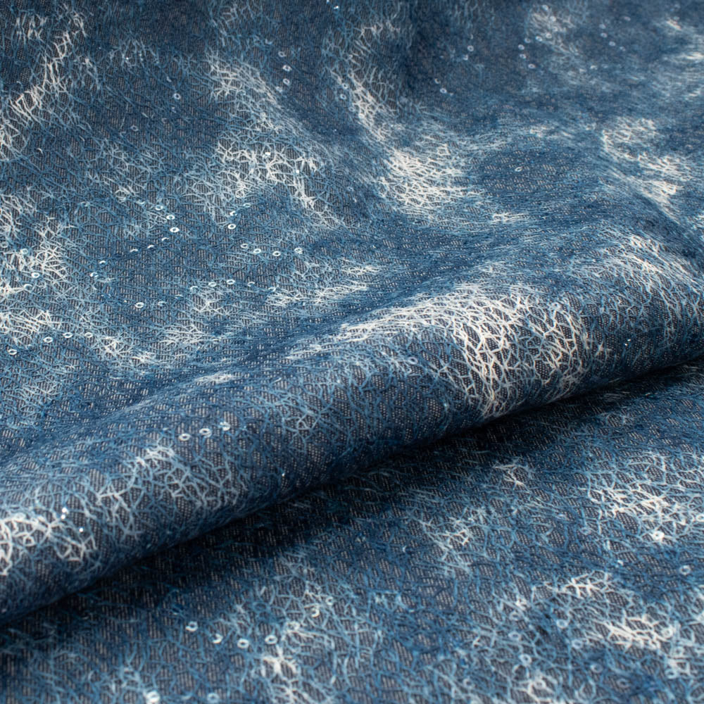 Denim with Sequin Spider Mesh Overlay - Image 7