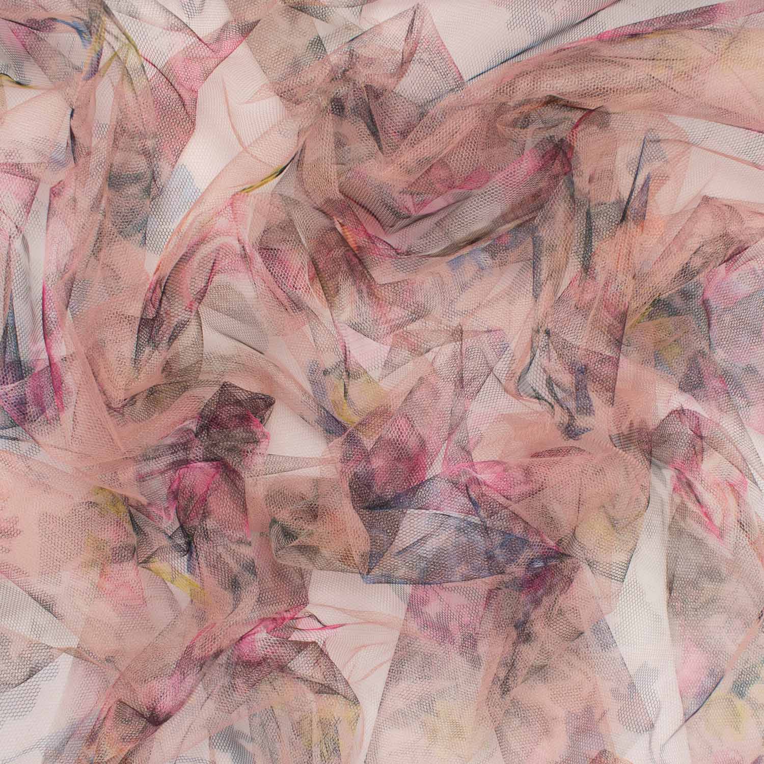Digital Printed Fine Soft English Tulle Bright Pink Blossom - Image 3