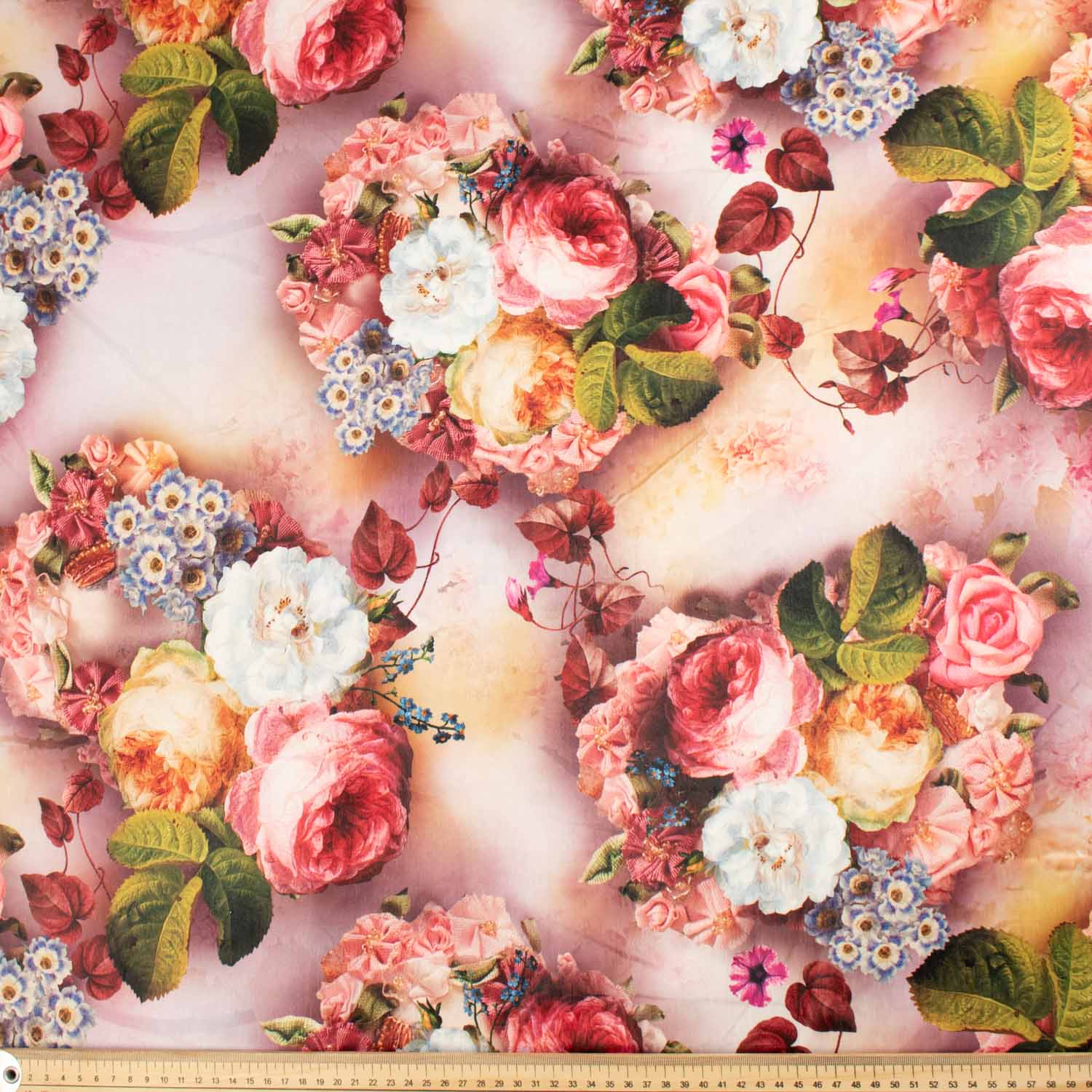 Digital Printed Satin Design-23 Floral Bloom on Baby Pink - Image 2