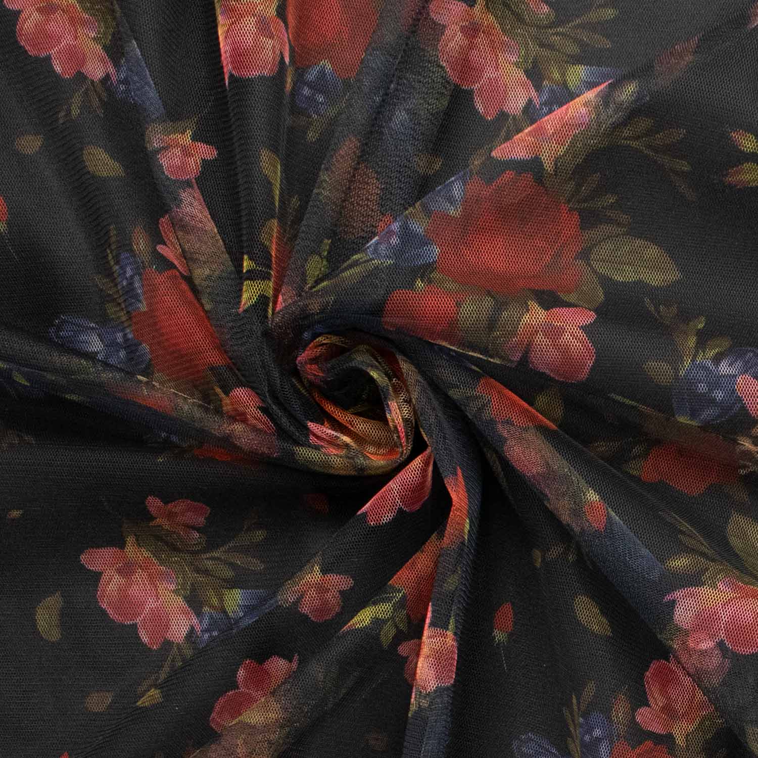 Digital Printed Tulle Black & Red Rose - Image 3