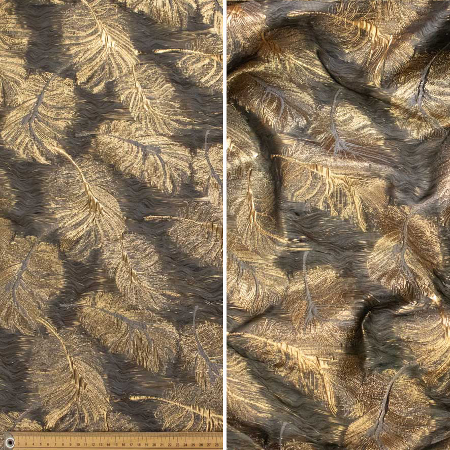 Elysian Collection 3D Textured Metallic Feather Jacquard Curtaining/Upholstery 280CM WIDE - Image 11