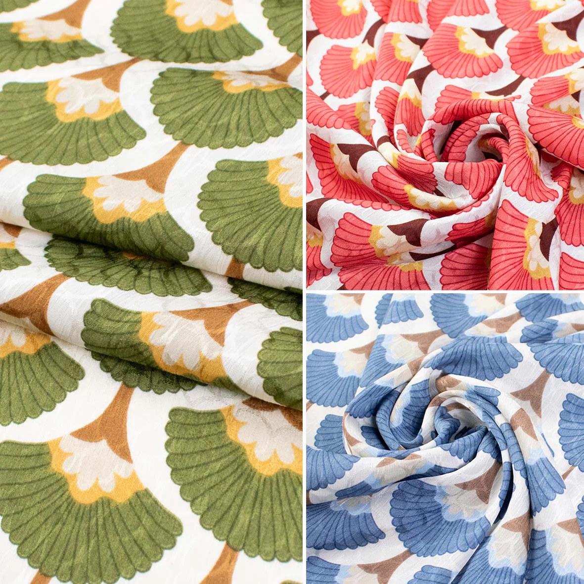 Embossed Crepe Prints SS41905 - Art Deco Scallop Floral - Image 4