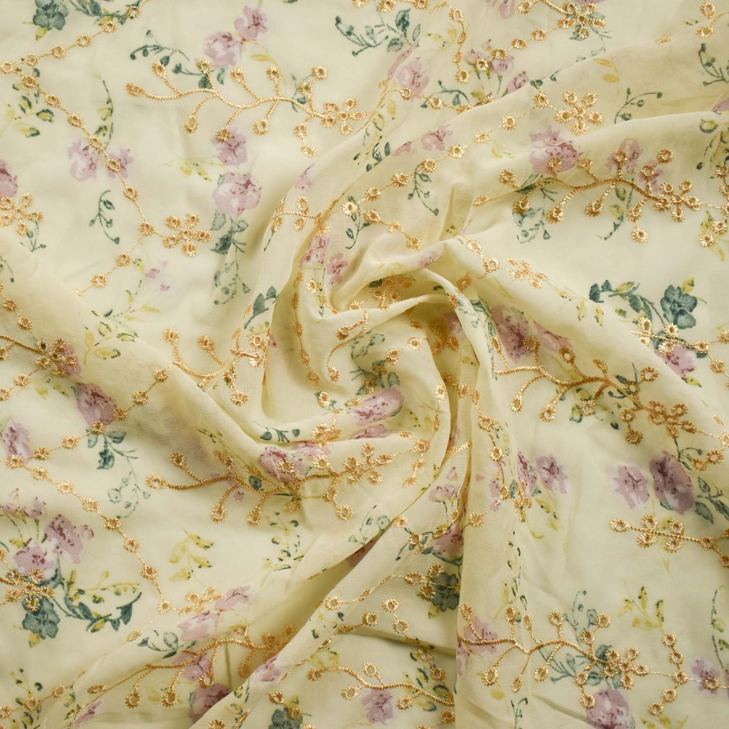 Embroidered Floral Print Chiffon - Image 11