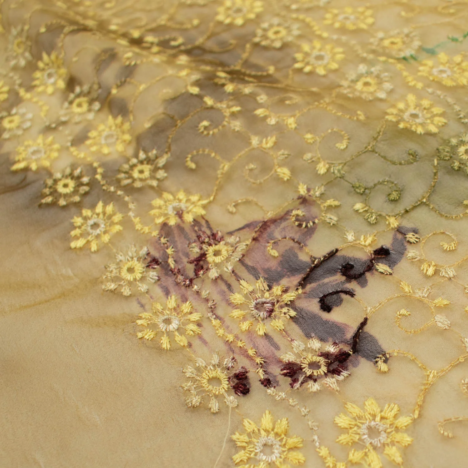 Embroidered Floral Vines Shaded Chiffon Lace - Image 3
