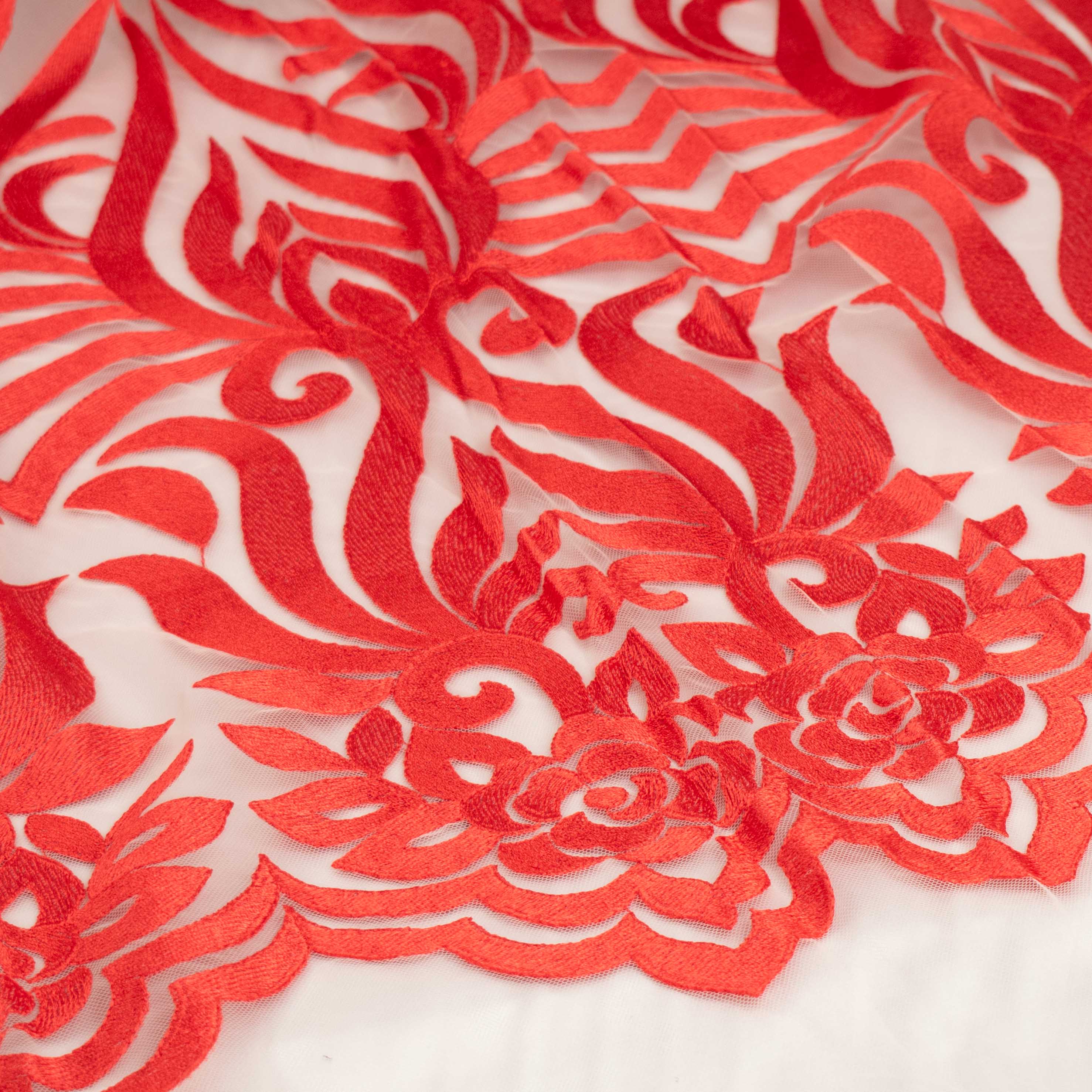 Embroidered Lace Design-2 Red - Image 2