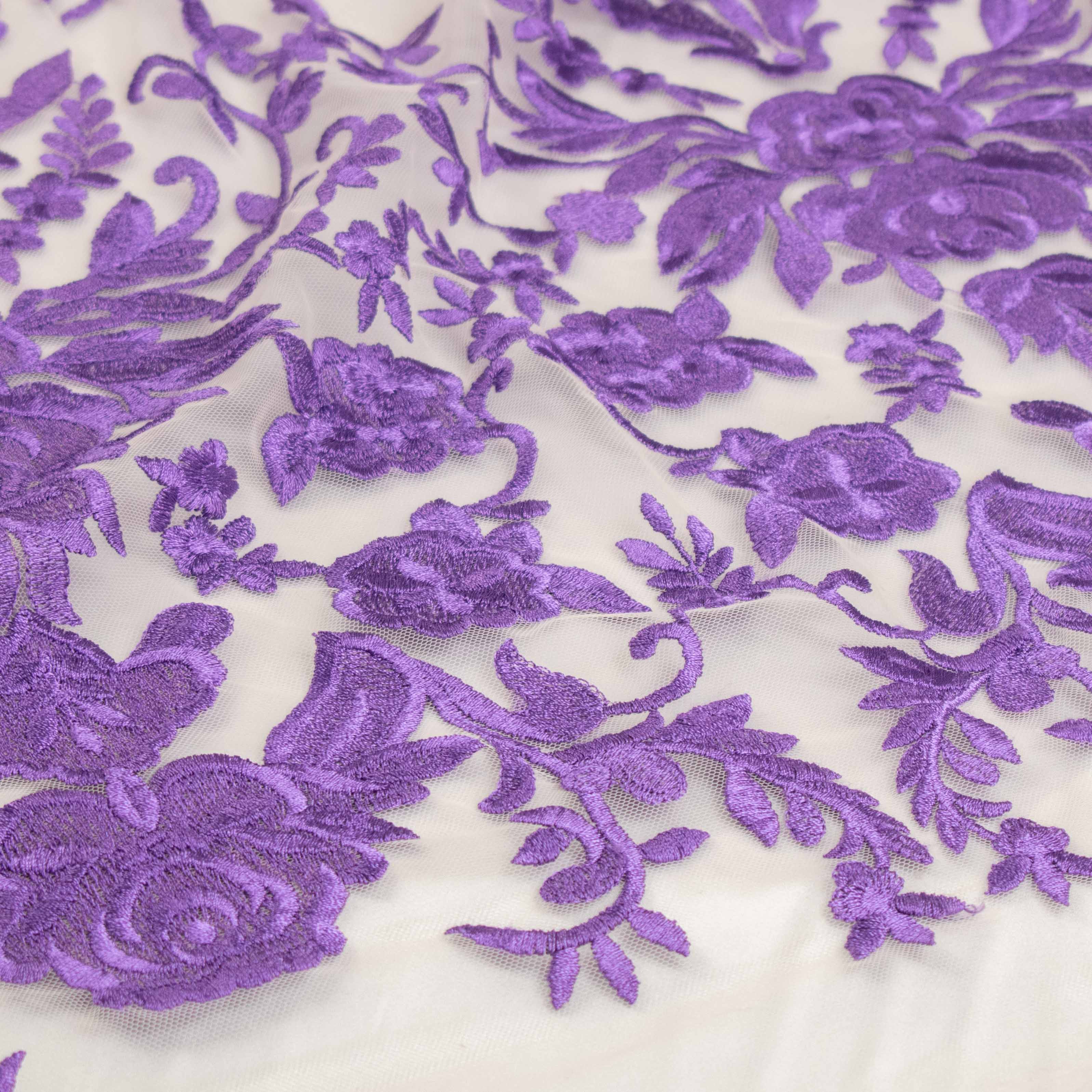 Embroidered Lace Design-3 Purple - Image 3