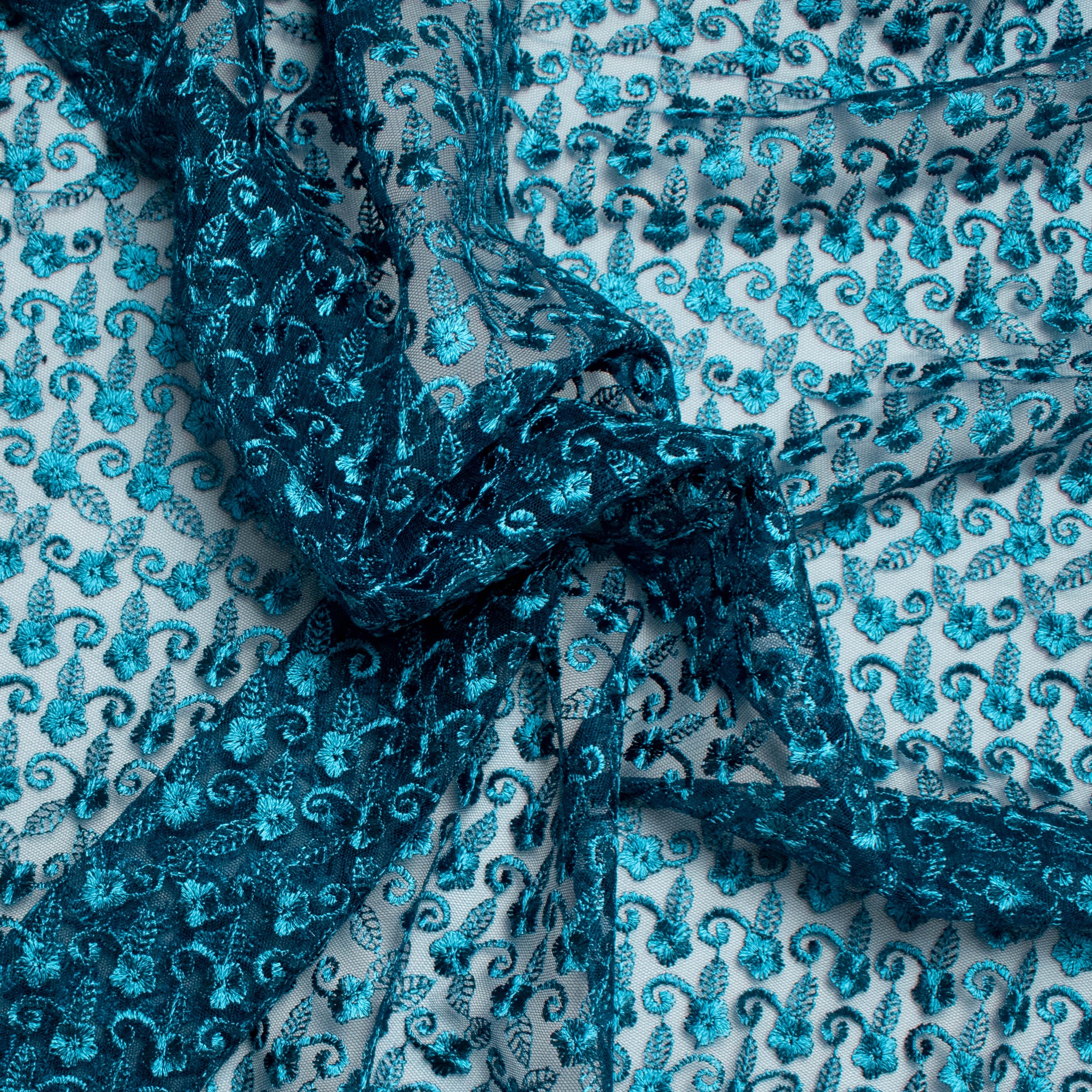 Embroidered Lace SF-01612 Turquoise - Image 2