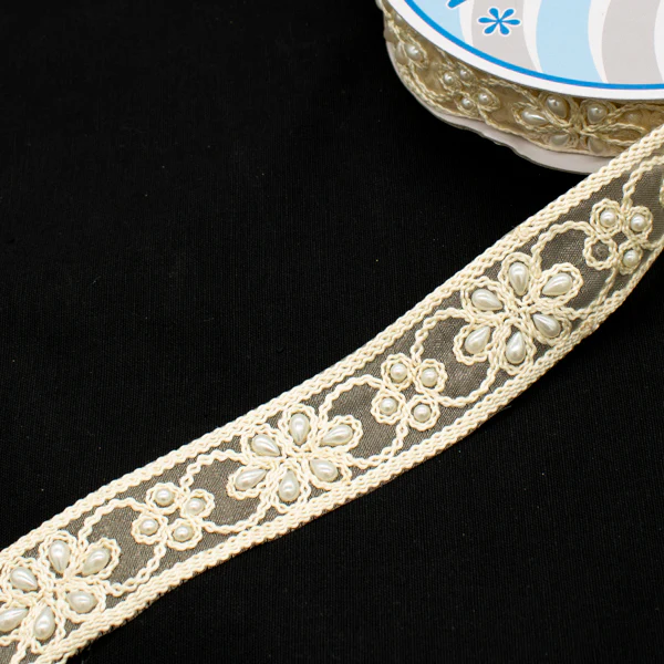 Embroidered Pearl Trim - Image 3