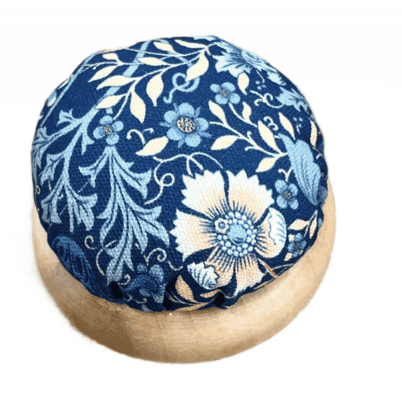 Fabric Dome Top Pincushion with Wooden Base – Assorted Designs - Image 3